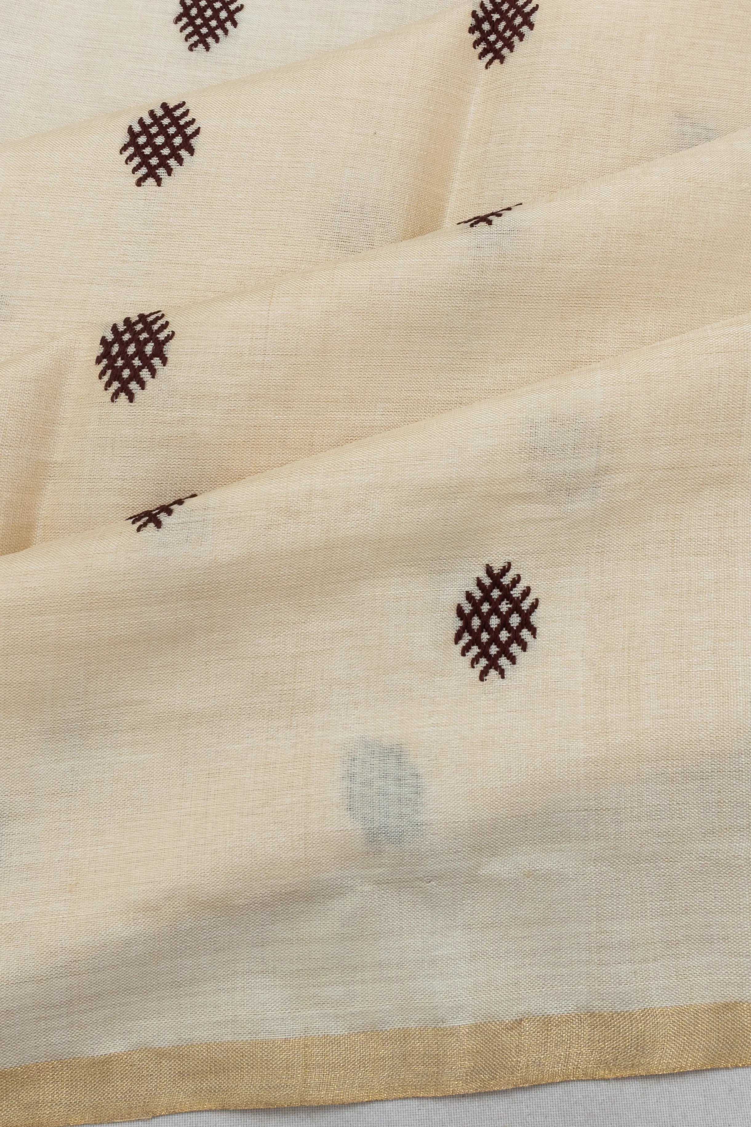 Tussar Butta Cream Saree