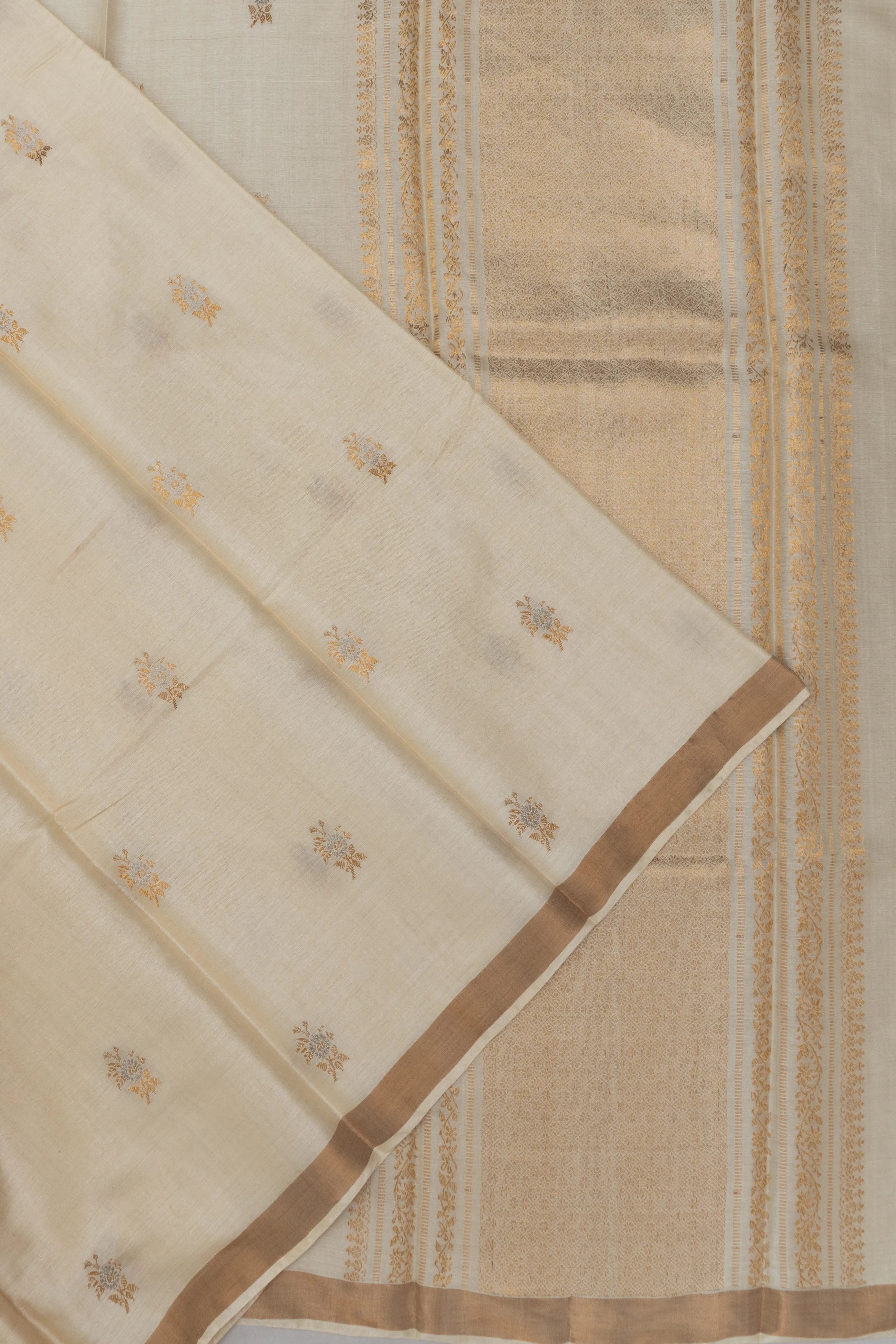 Tussar Butta Cream Saree