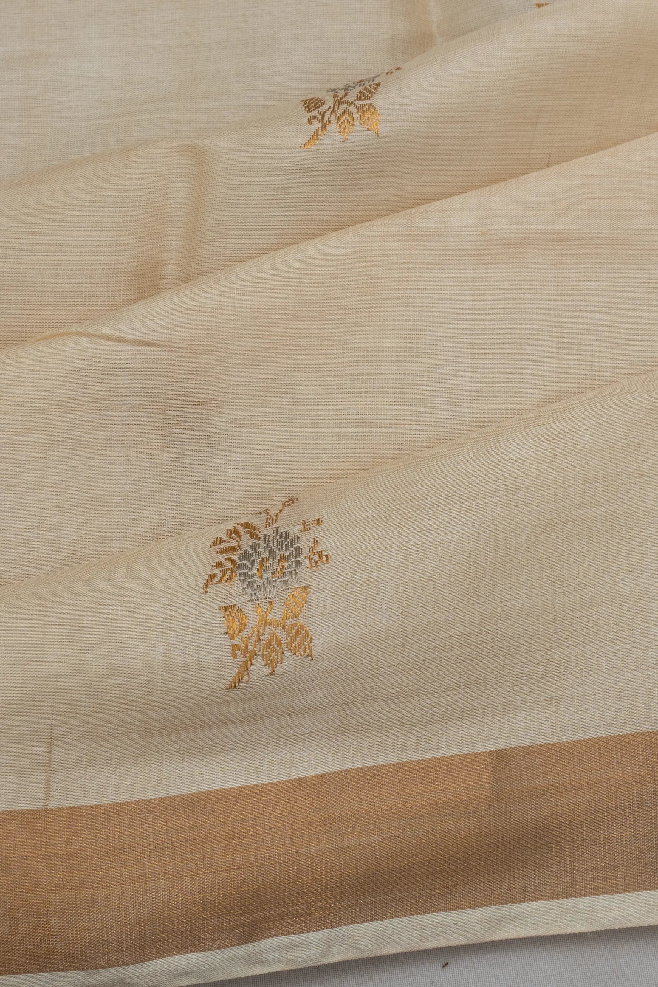 Tussar Butta Cream Saree