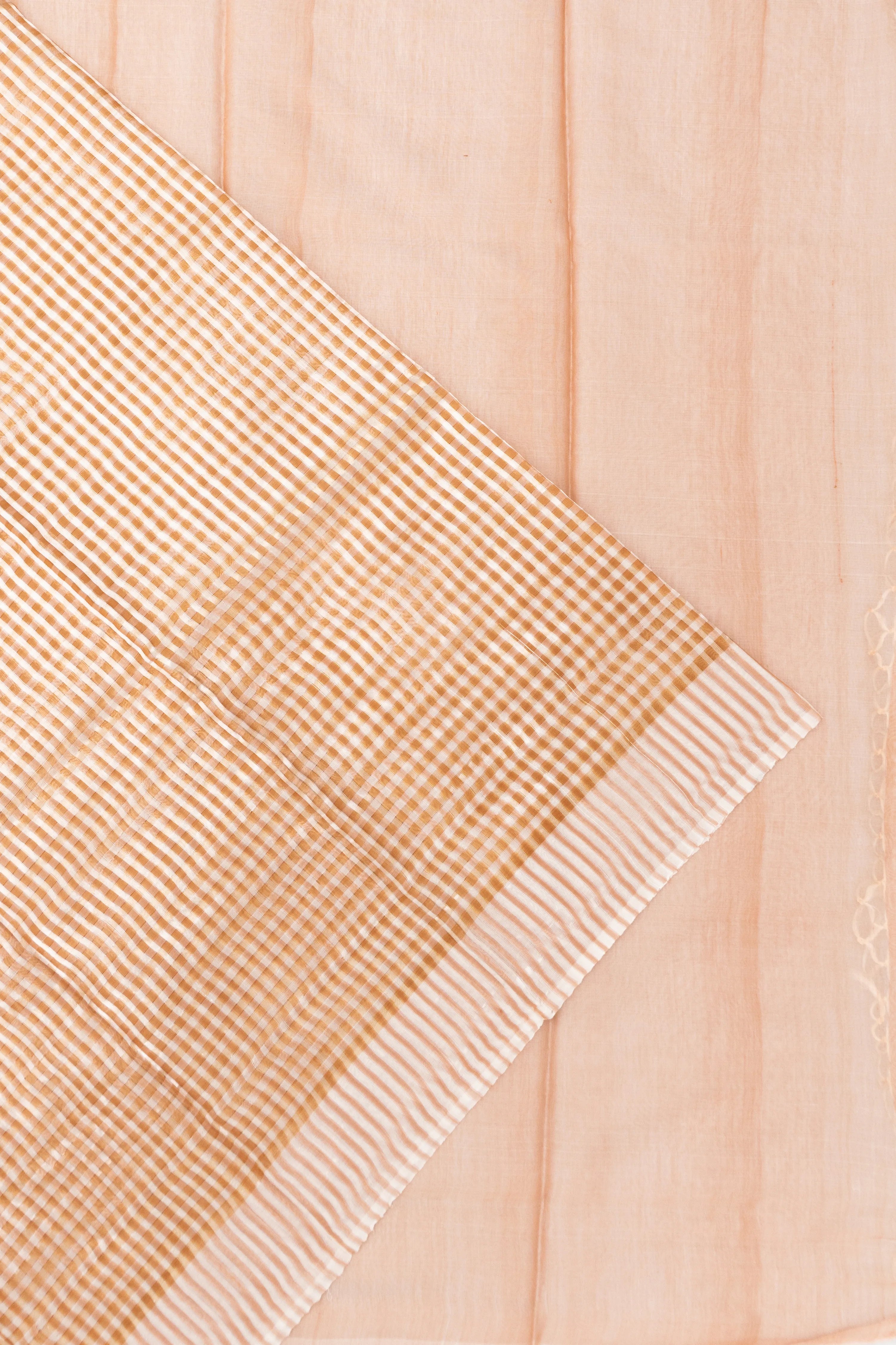 Cotton By Kora Checks Orange Saree