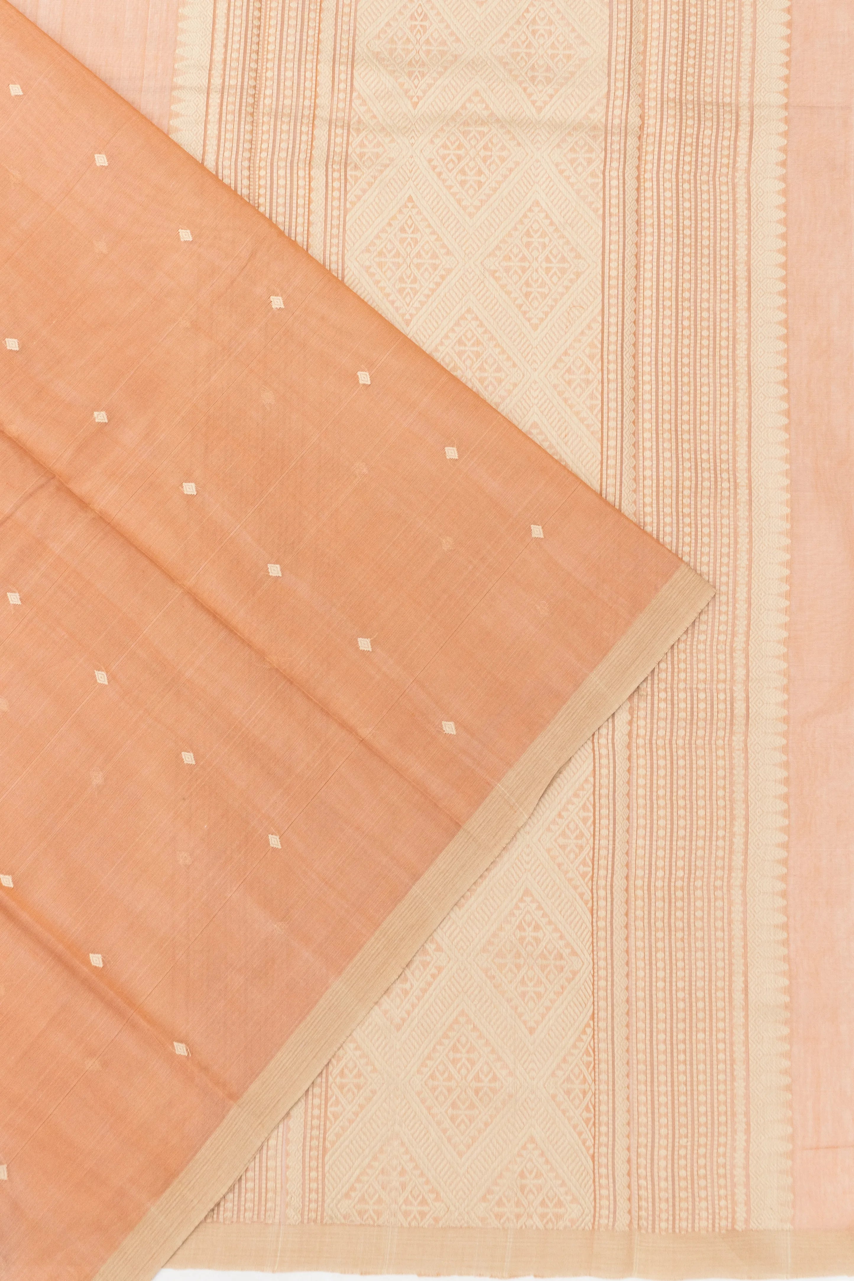 Cotton By Tussar Butta Pastel Orange Saree