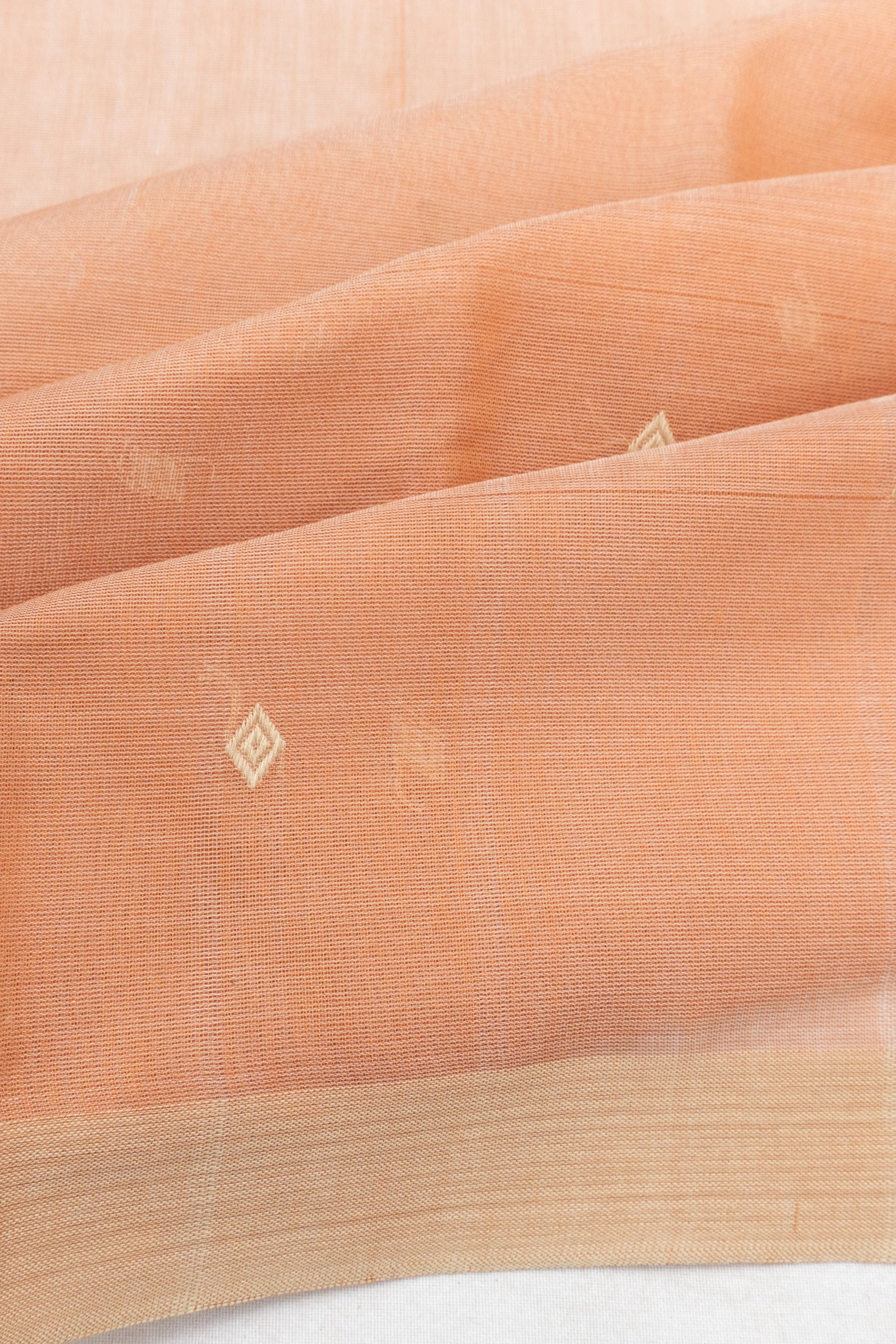 Cotton By Tussar Butta Pastel Orange Saree