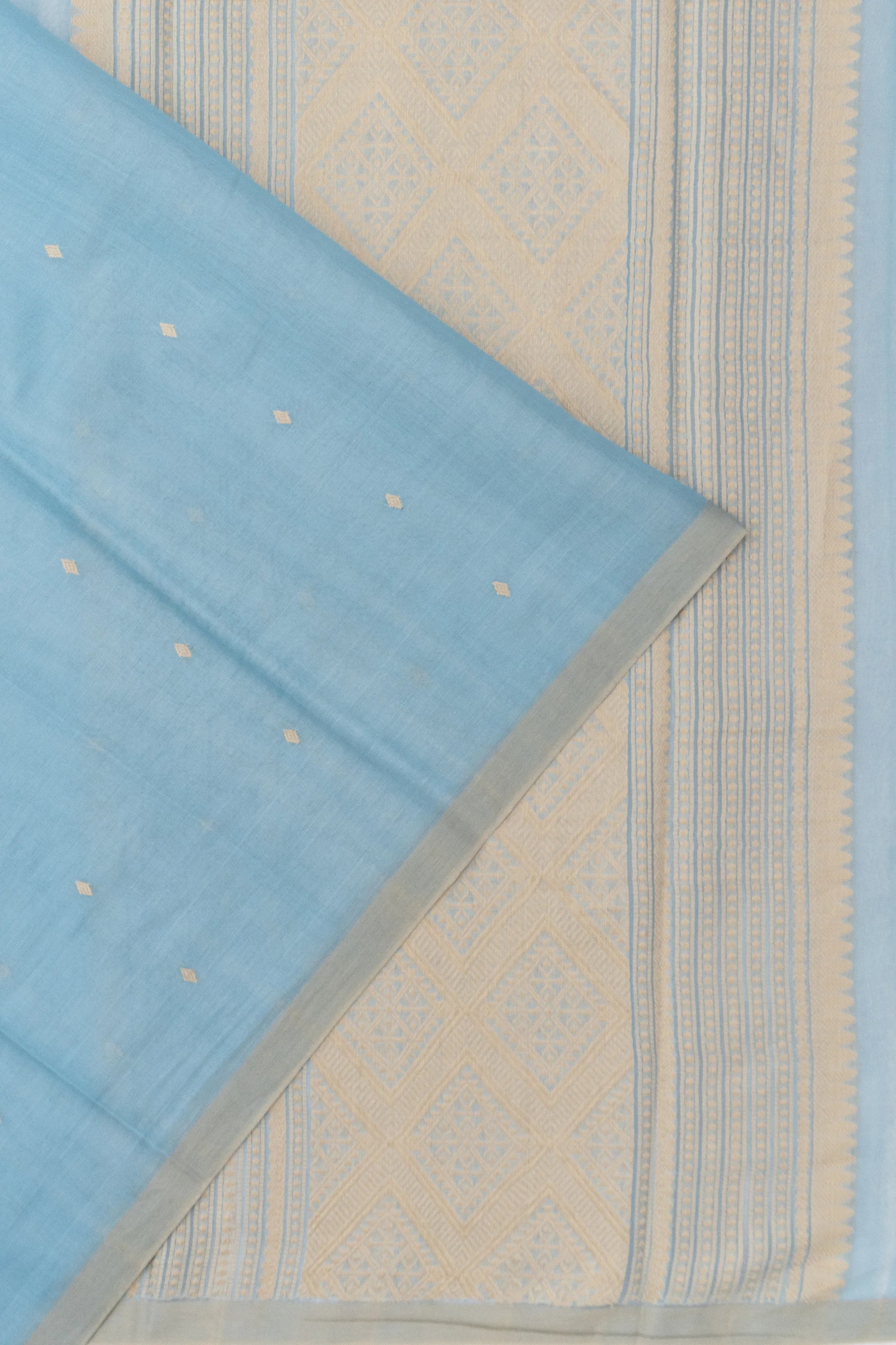 Cotton By Tussar Butta Pastel Blue Saree