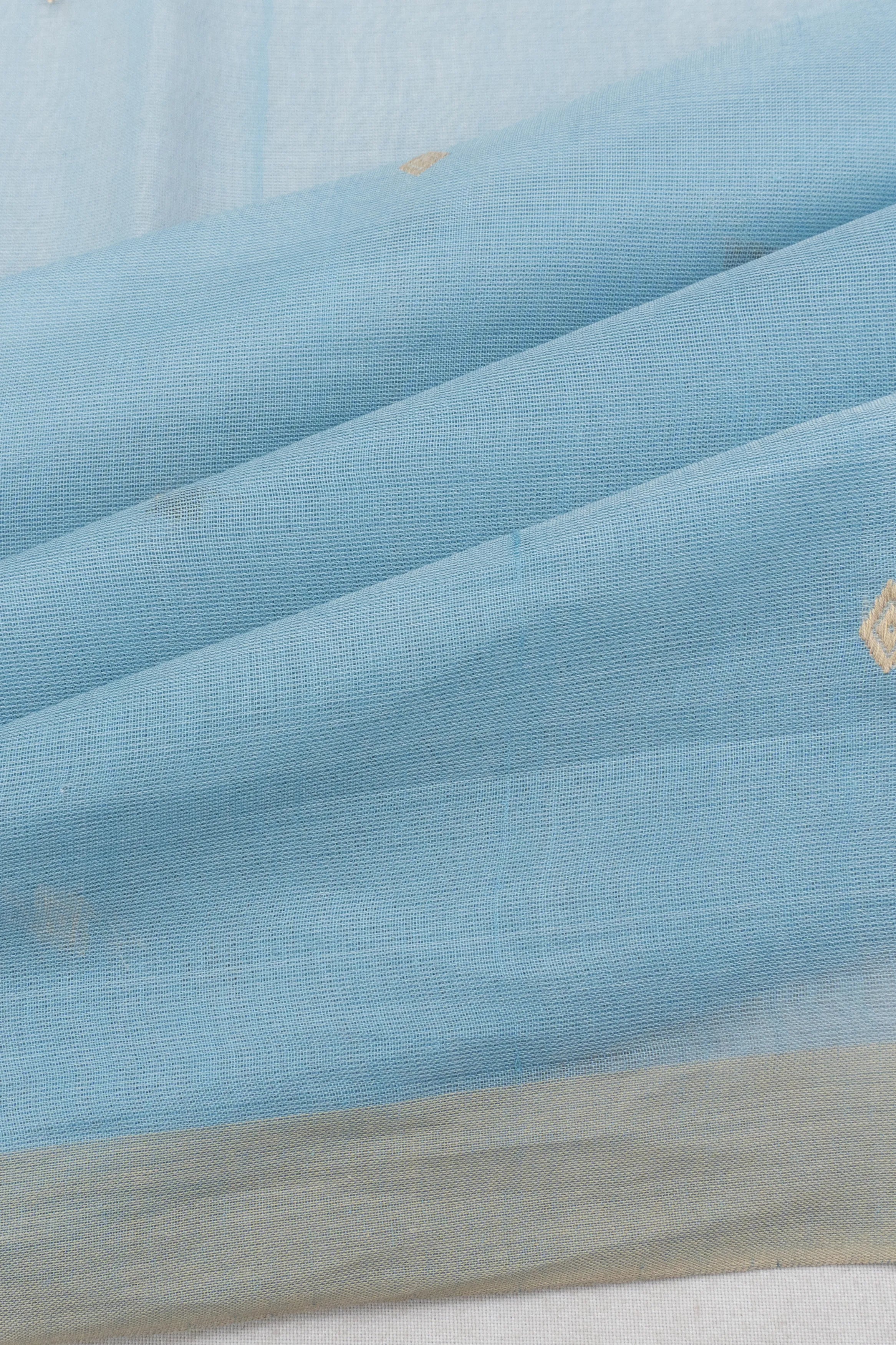 Cotton By Tussar Butta Pastel Blue Saree