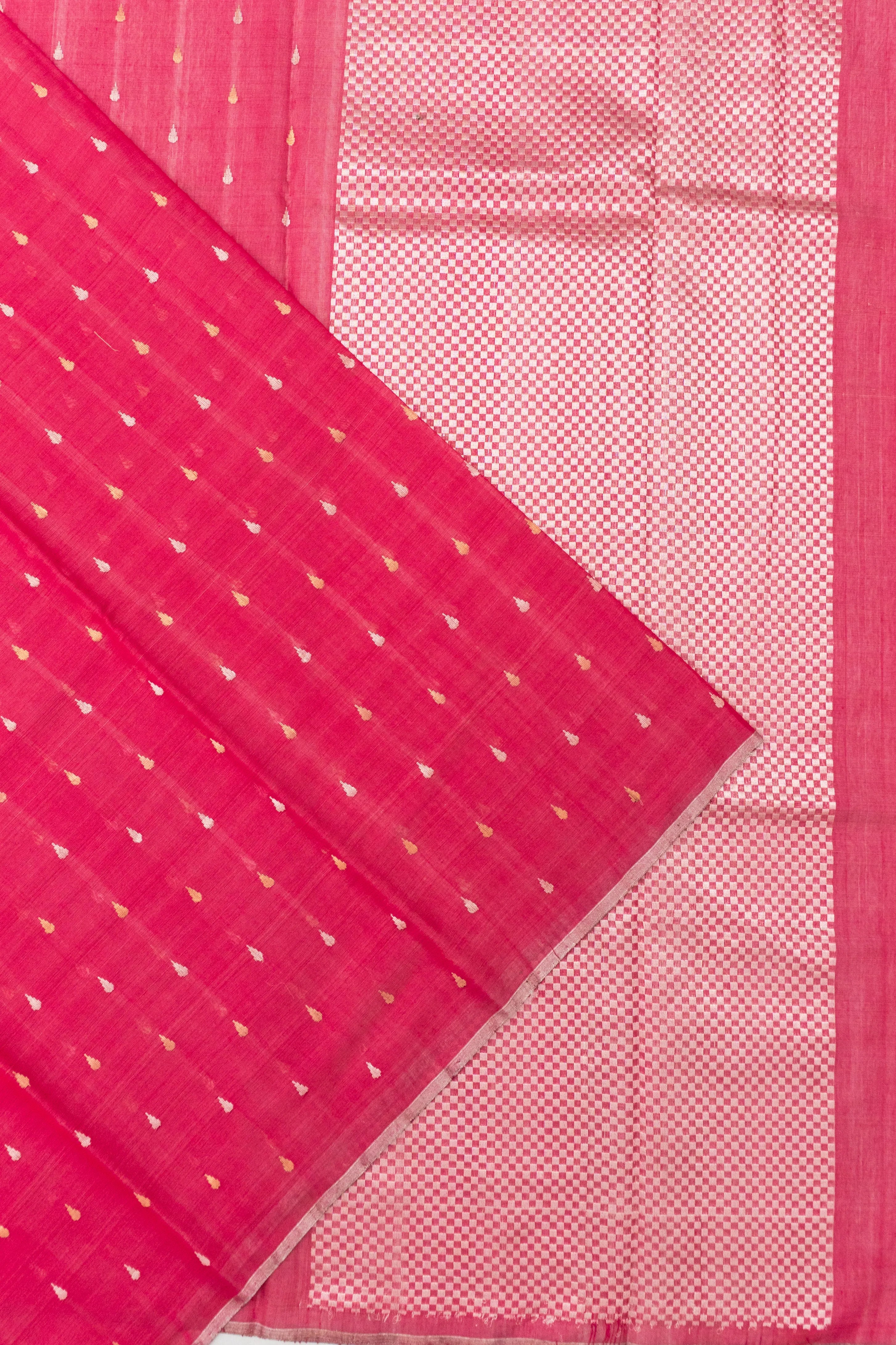 Mul Cotton Butta Pink Saree