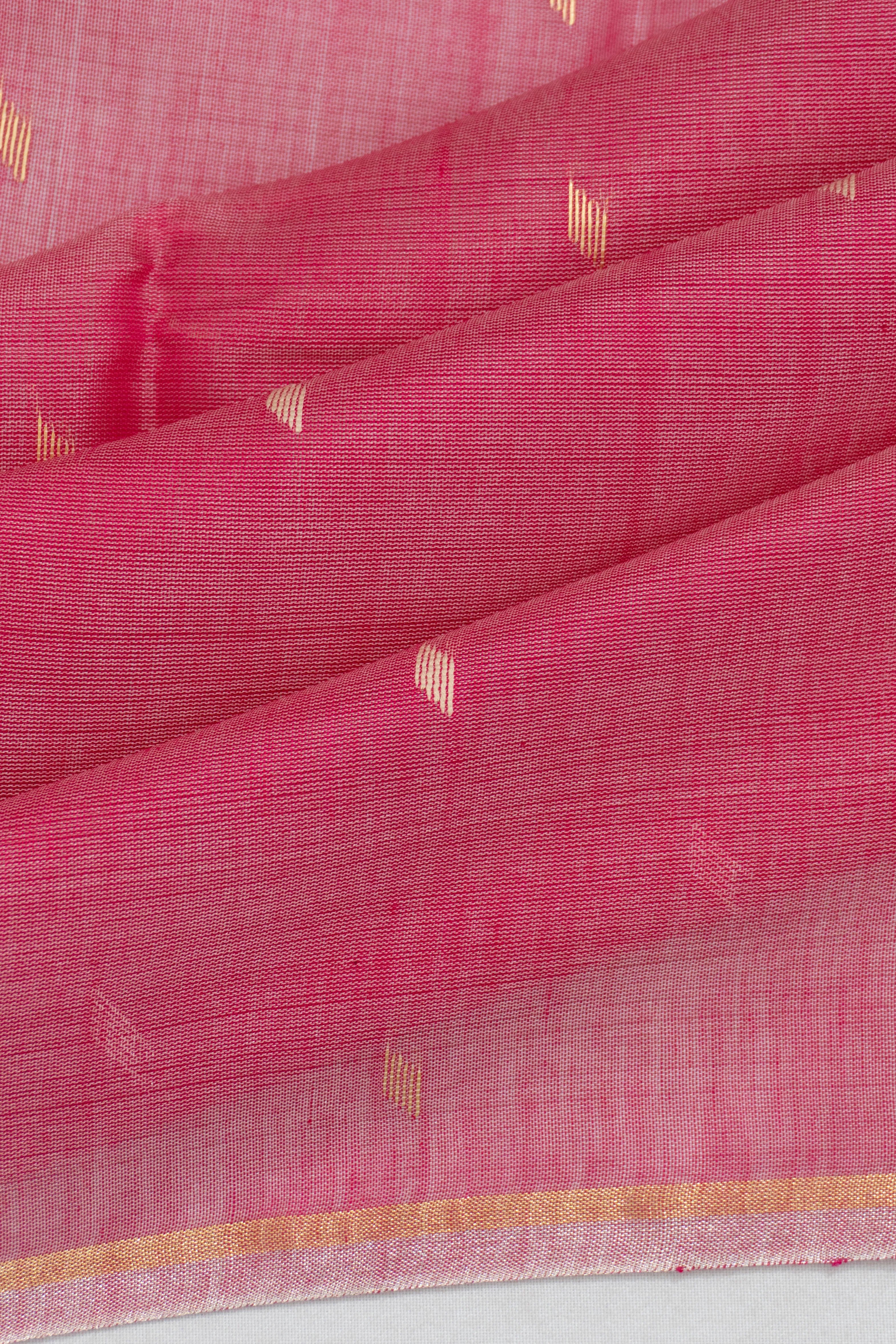 Cotton By Tussar Butta Pink Saree