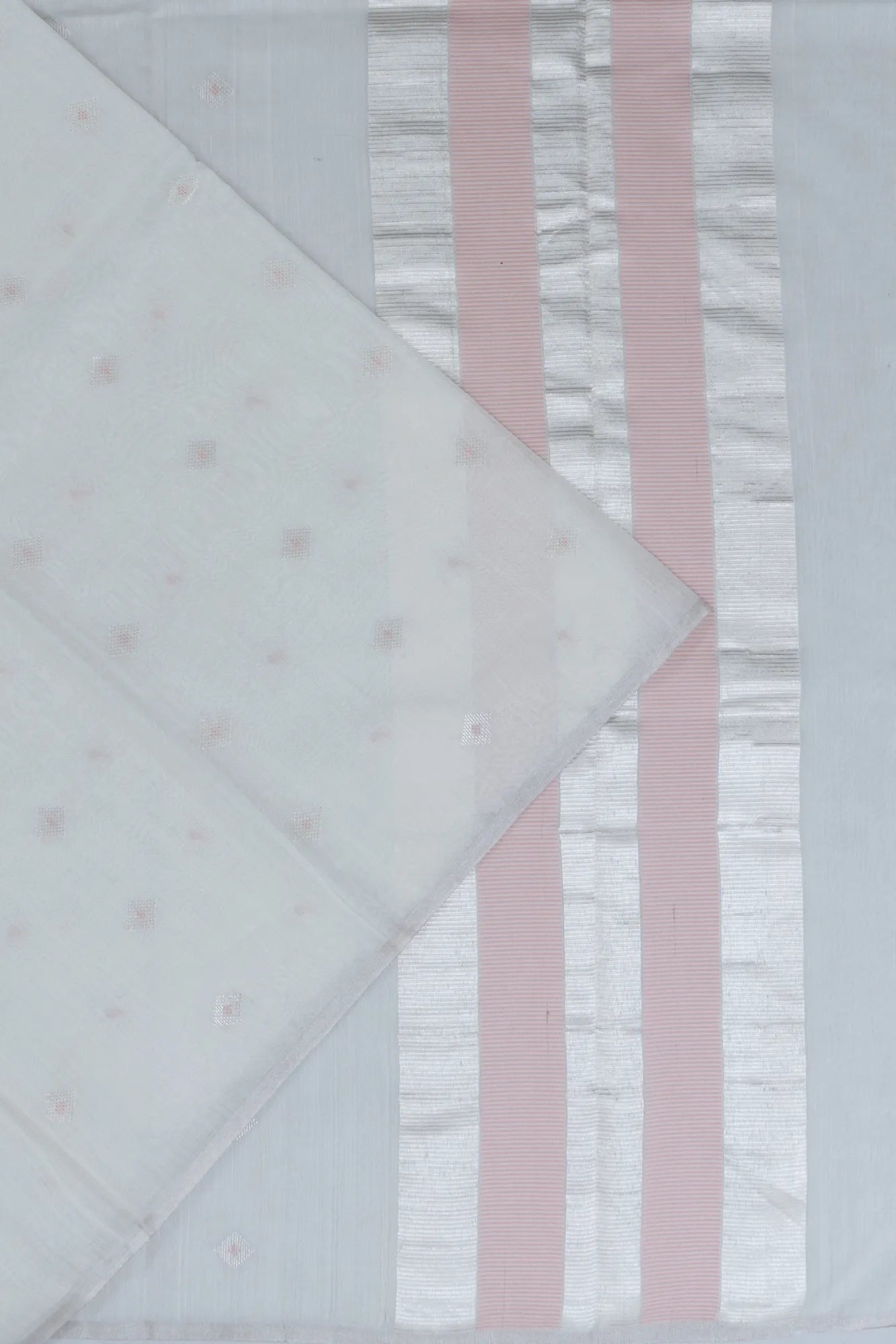 Cotton By Tussar Butta White Saree