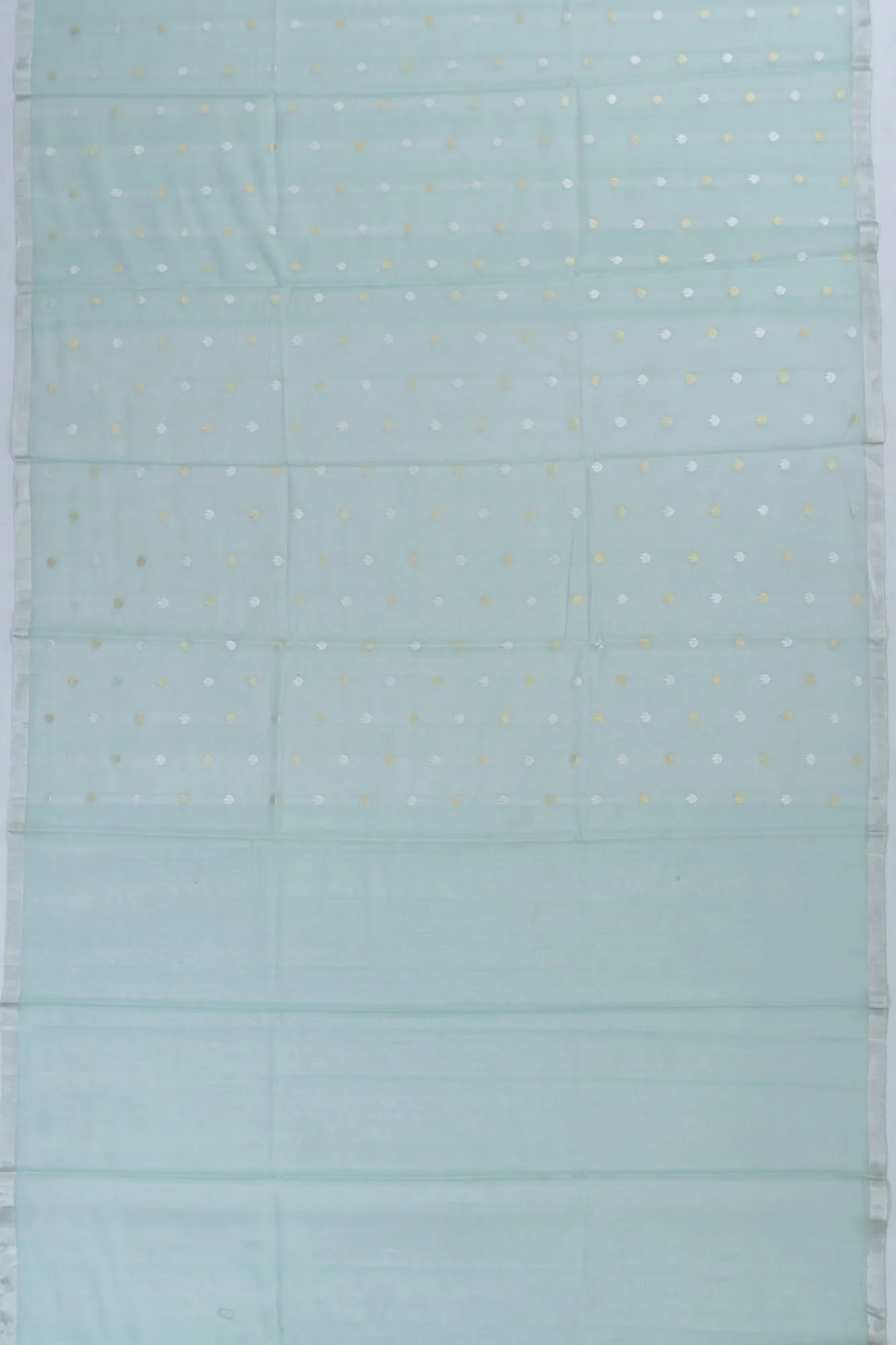 Cotton By Tussar Butta Sea Green Saree
