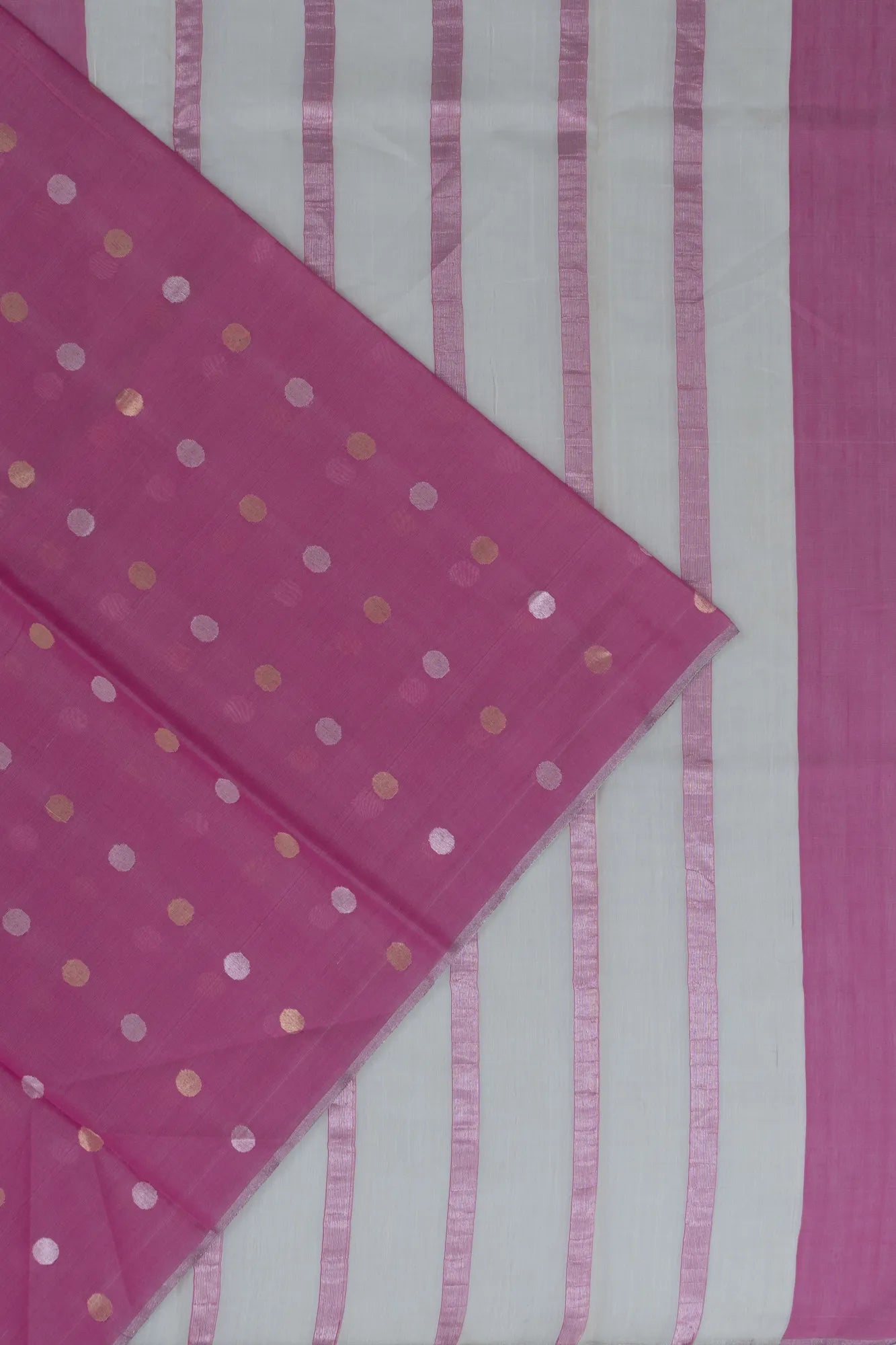 Cotton By Tussar Butta Pink Saree