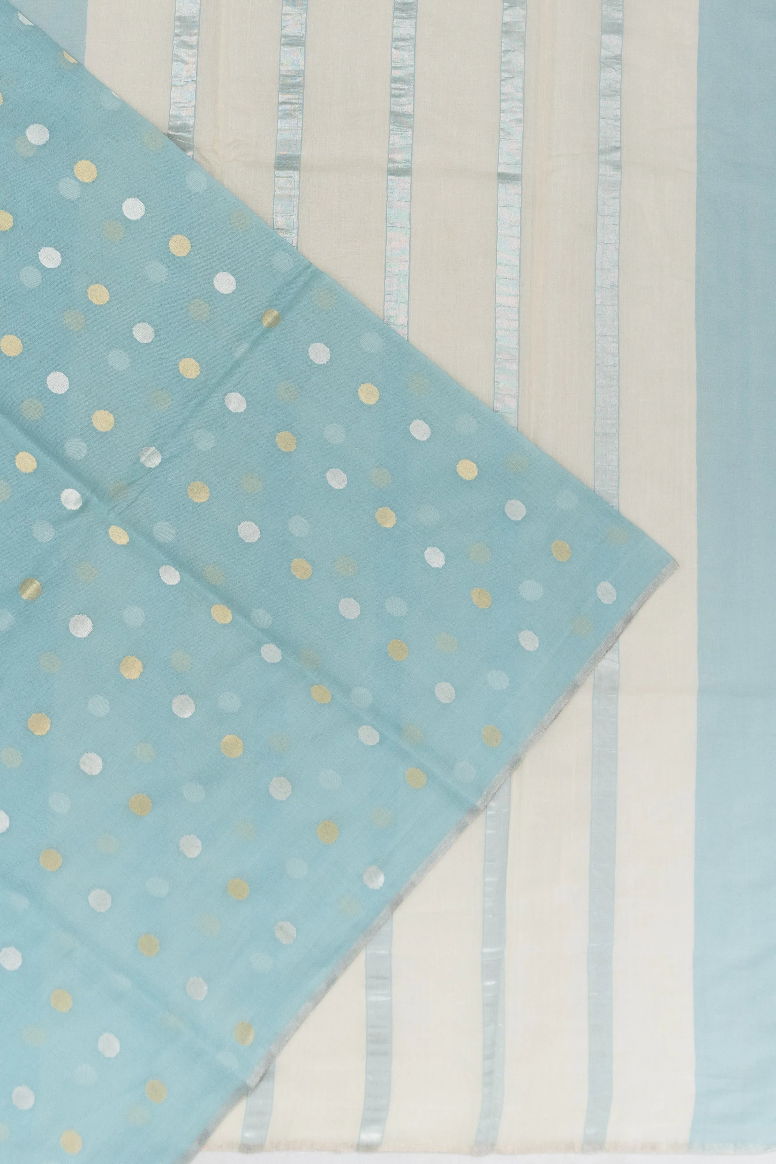 Cotton By Tussar Butta Pastel Blue Saree