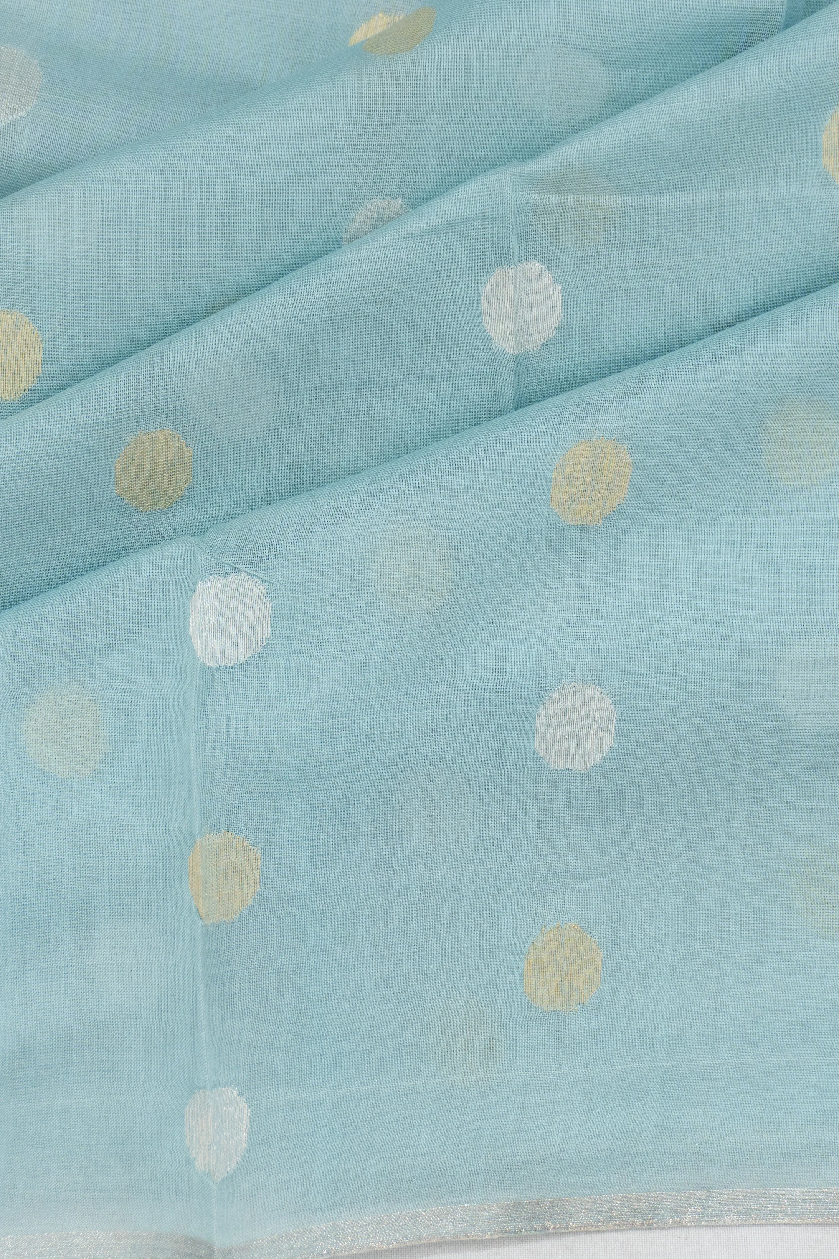 Cotton By Tussar Butta Pastel Blue Saree