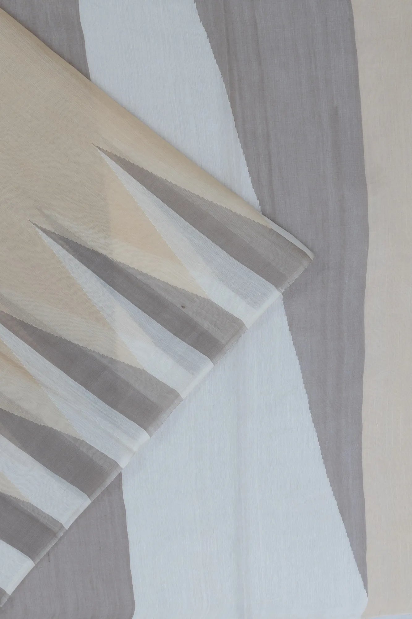 Cotton By Tussar Plain Cream Saree