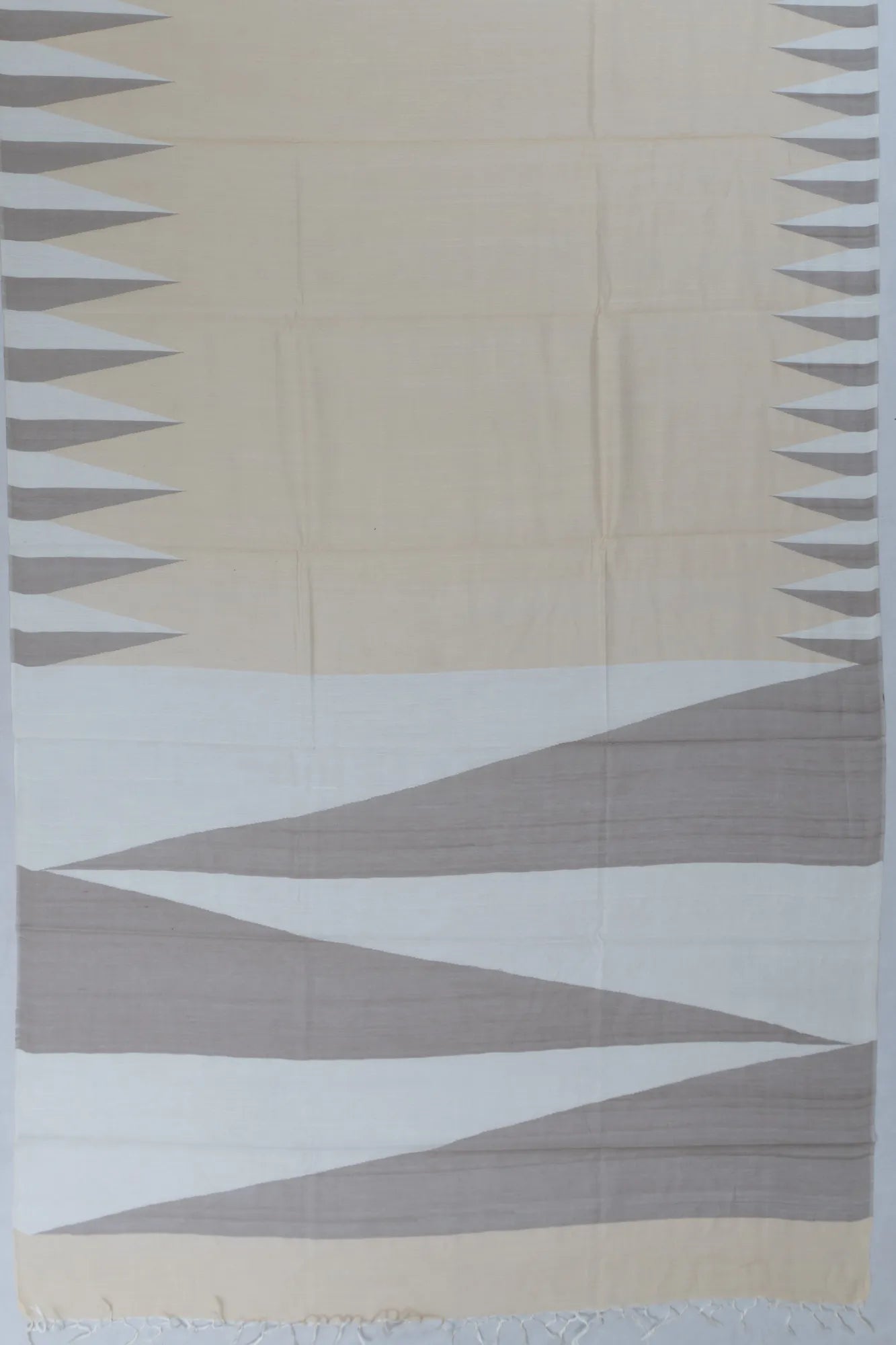 Cotton By Tussar Plain Cream Saree