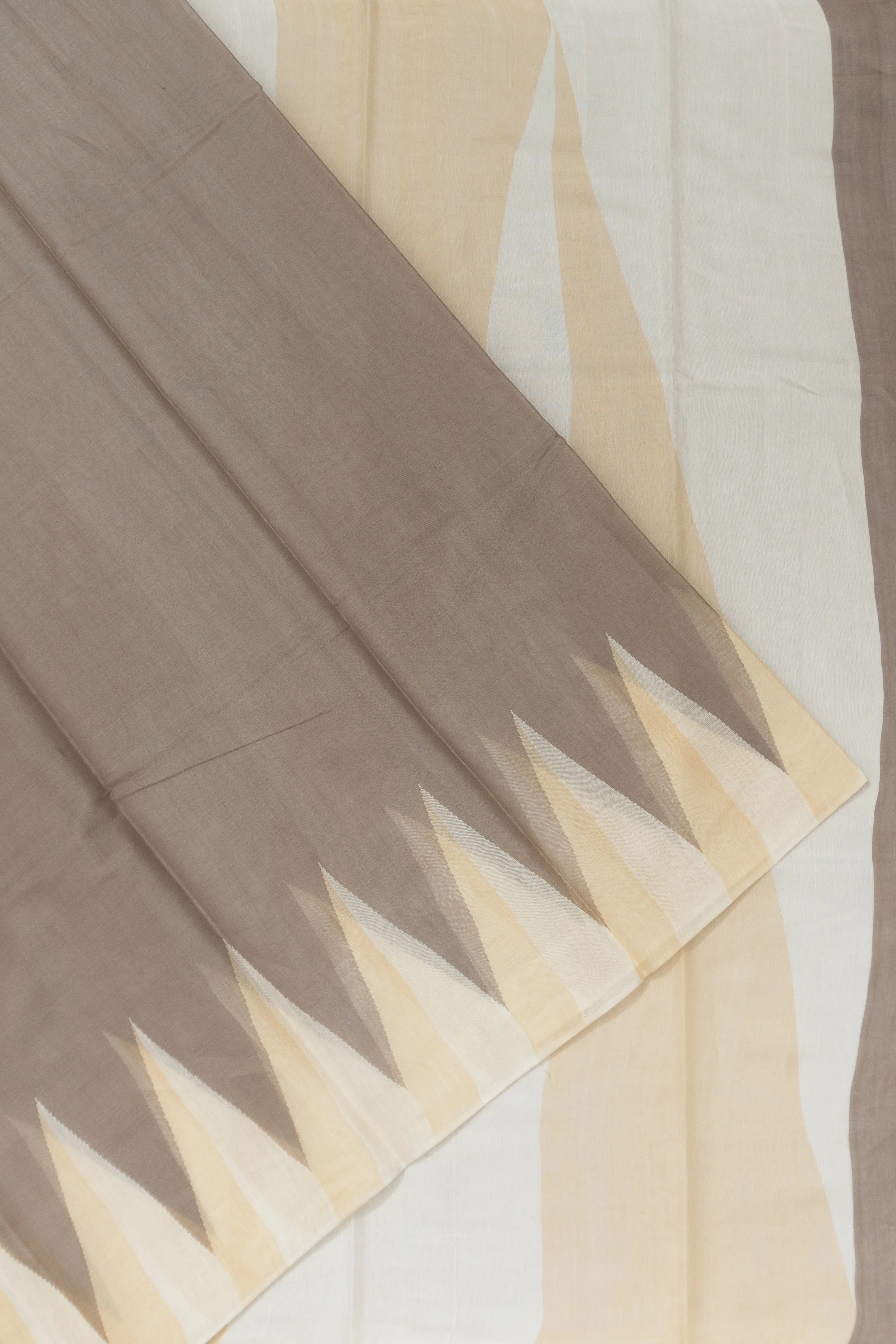 Cotton By Tussar Plain Pastel Brown Saree