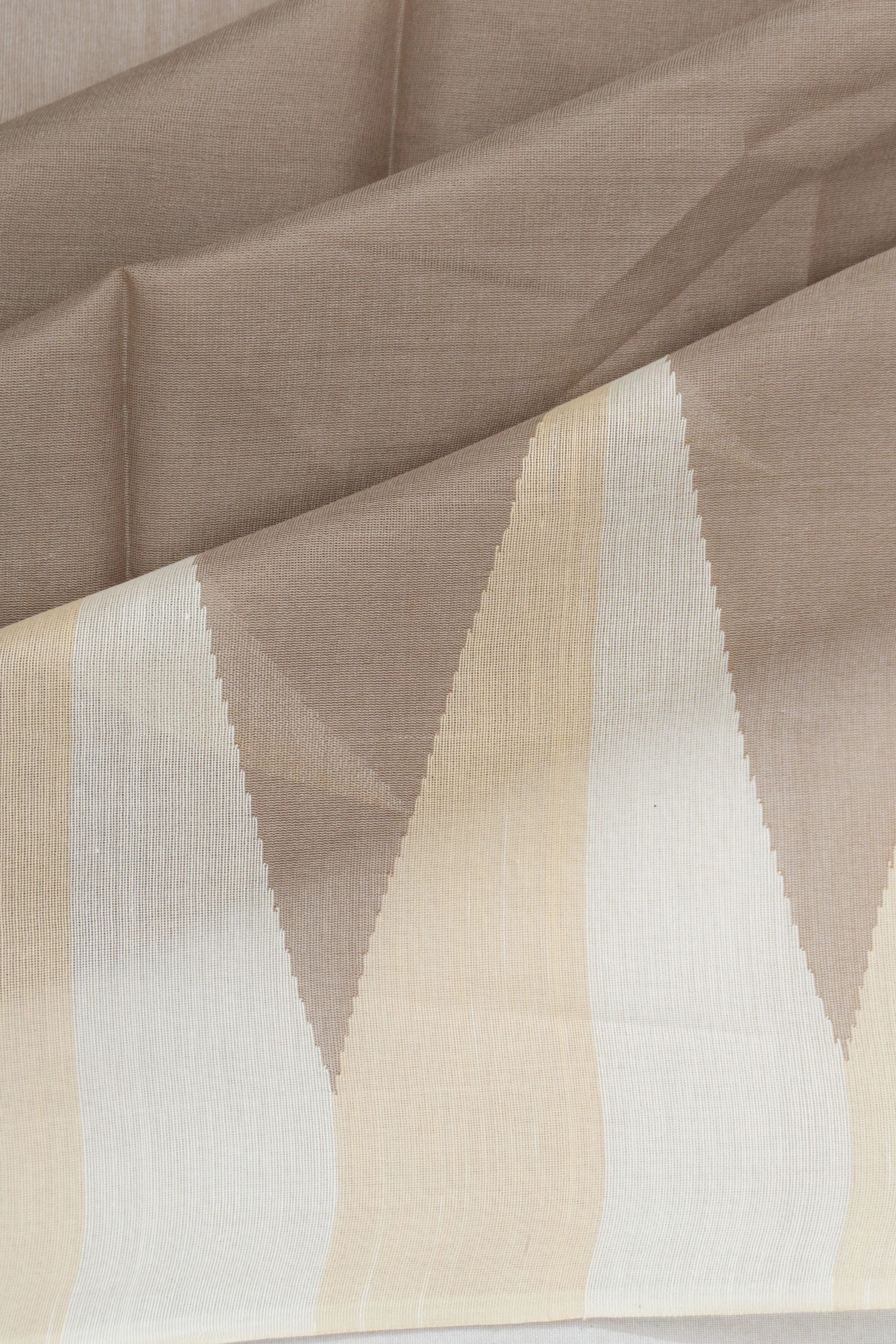 Cotton By Tussar Plain Pastel Brown Saree