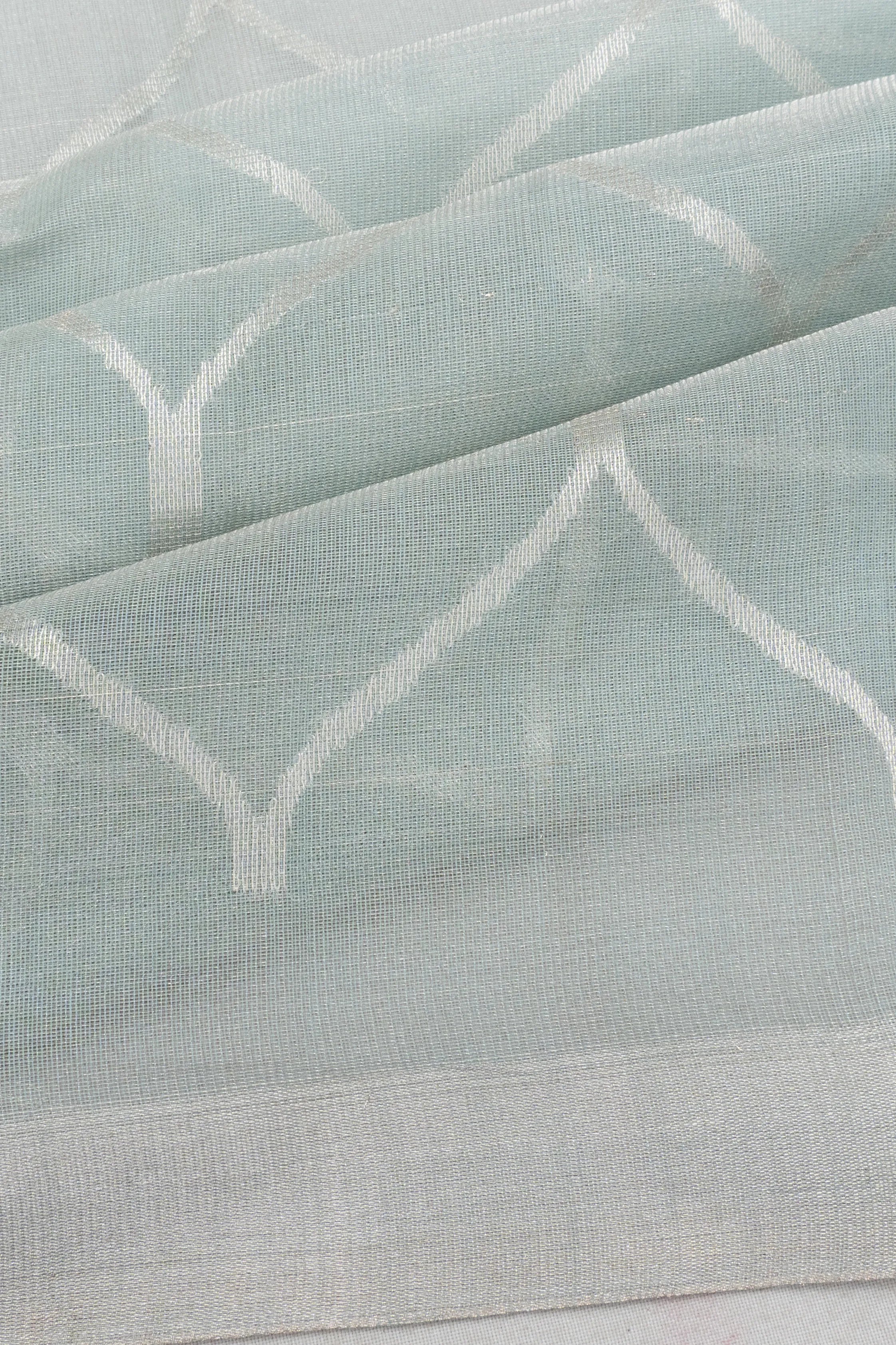 Cotton By Tussar Tissue Jaal Pastel Blue Saree