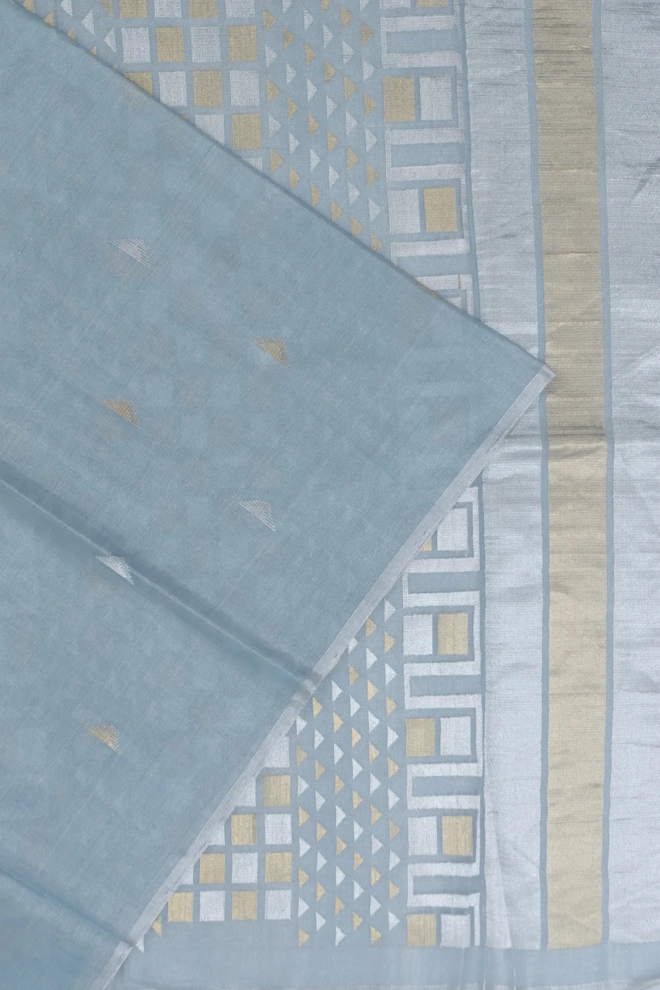 Cotton By Tussar Tissue Butta Elephant Grey Saree