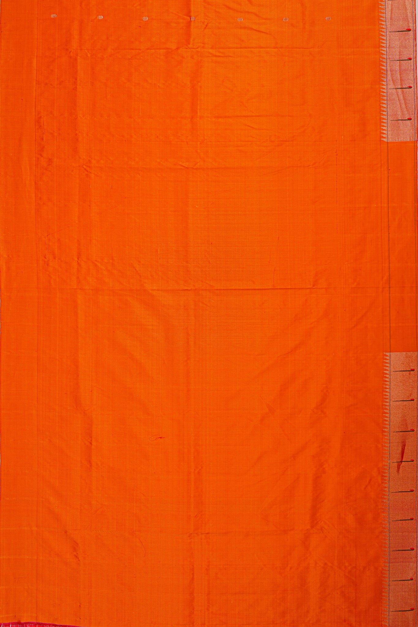 Paithani Silk Butta Orange Saree With Single Muniya Border