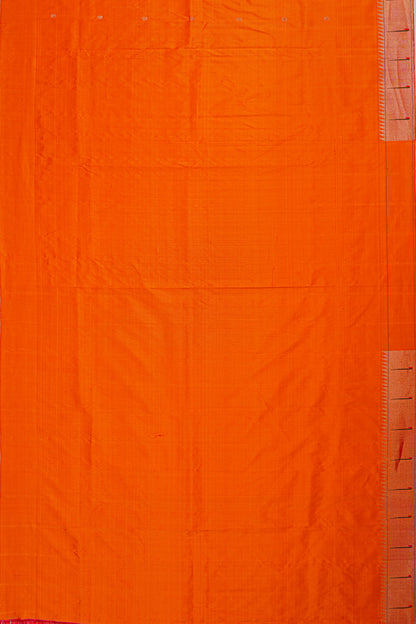 Paithani Silk Butta Orange Saree With Single Muniya Border