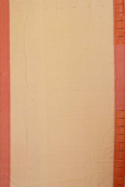 Paithani Silk Butta Cream Saree With Single Muniya Border