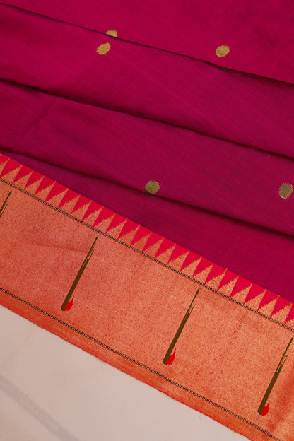 Paithani Silk Butta Purple Saree With Single Muniya Border