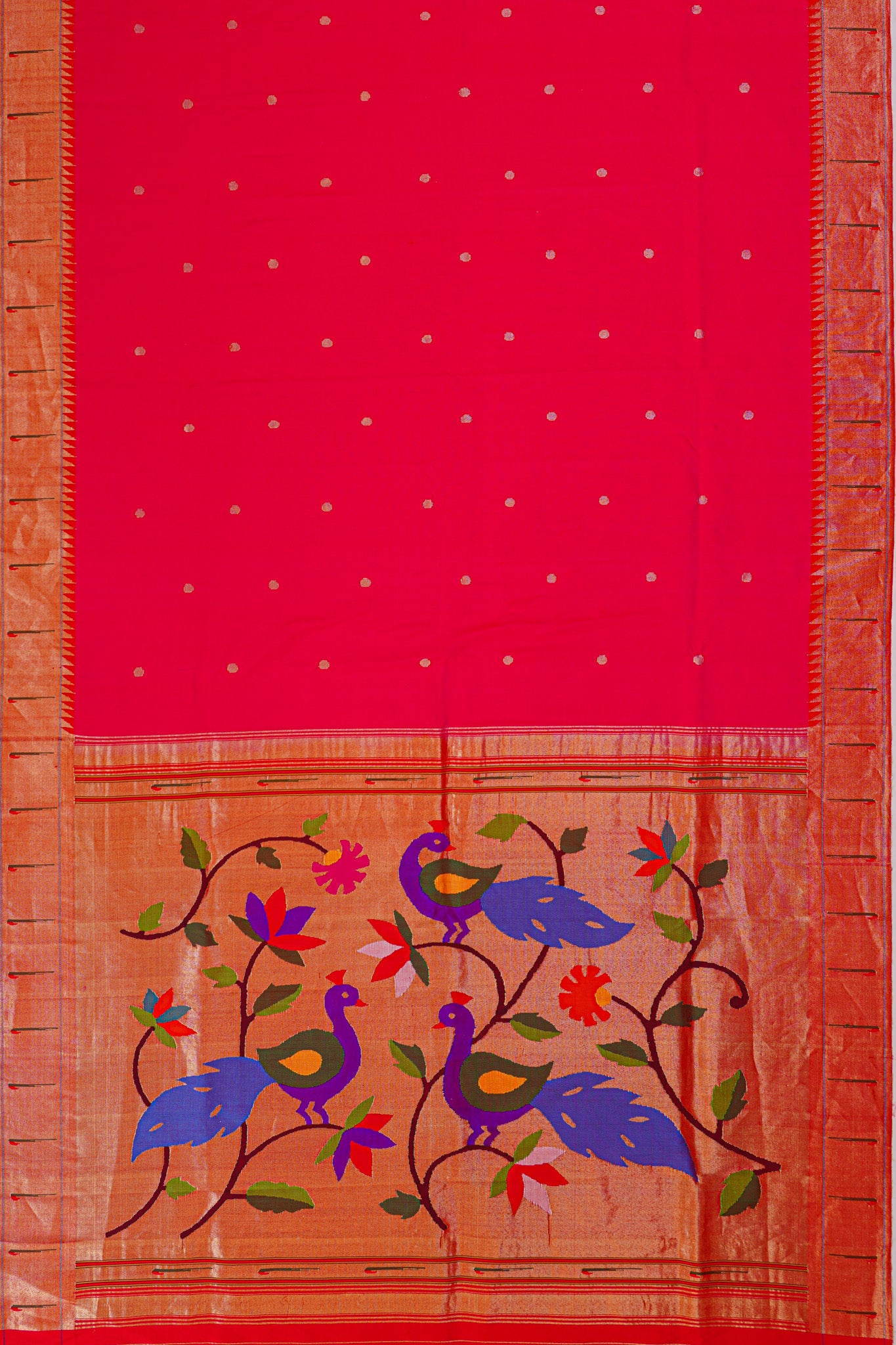 Paithani Silk Butta Pink Saree With Single Muniya Border
