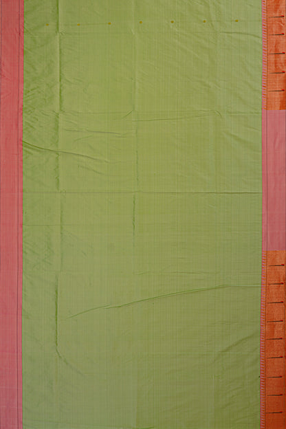 Paithani Silk Butta Green Saree With Single Muniya Border