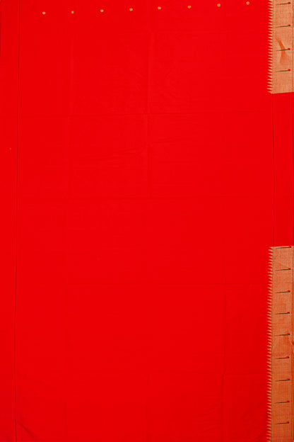 Paithani Silk Butta Red Saree With Single Muniya Border