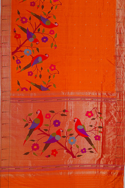 Paithani Silk Butta Mustard Yellow Saree With Skrit Border