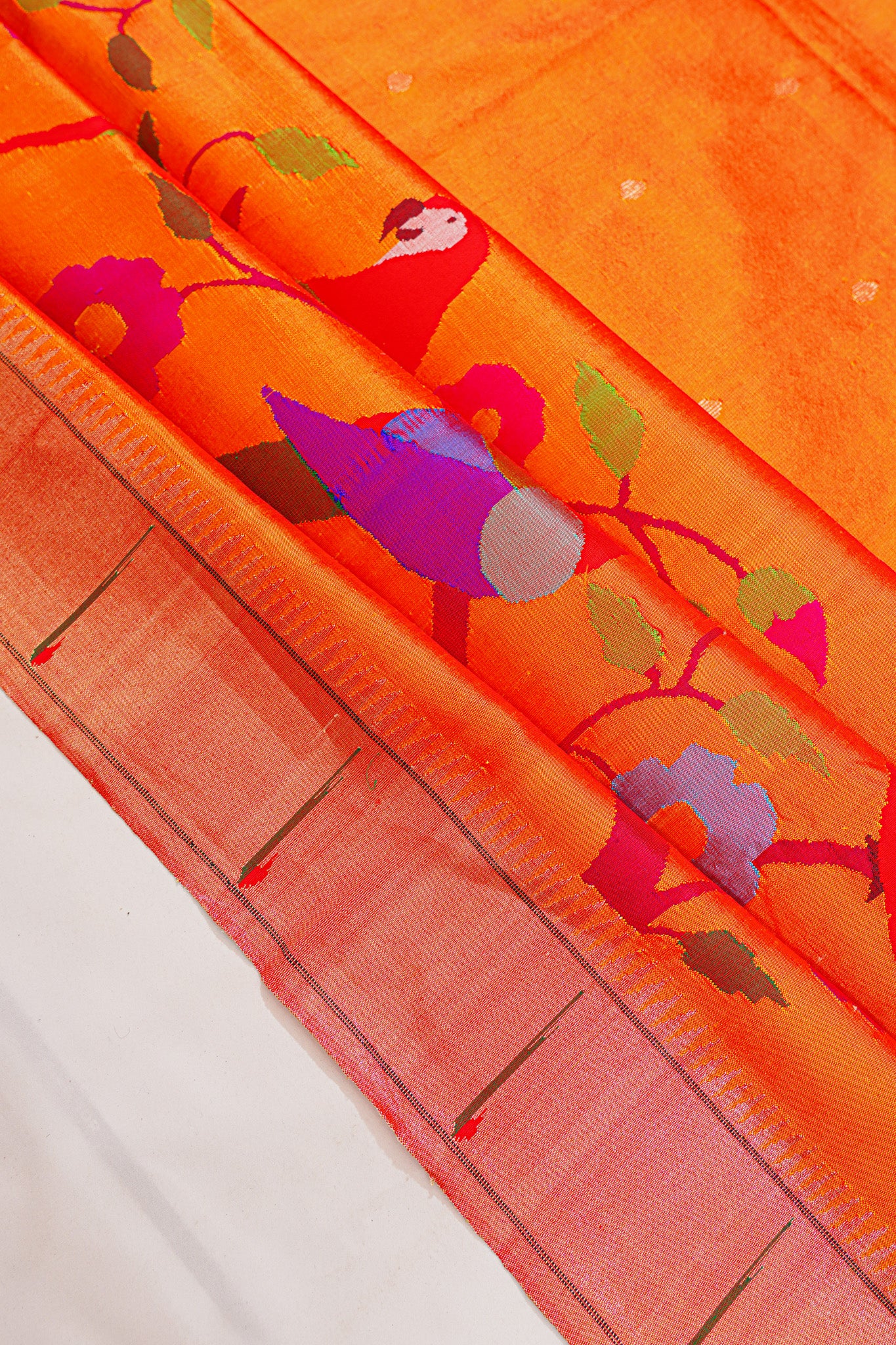 Paithani Silk Butta Mustard Yellow Saree With Skrit Border