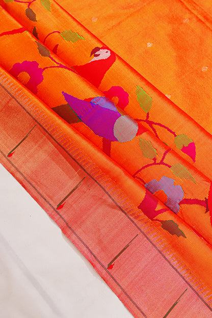 Paithani Silk Butta Mustard Yellow Saree With Skrit Border