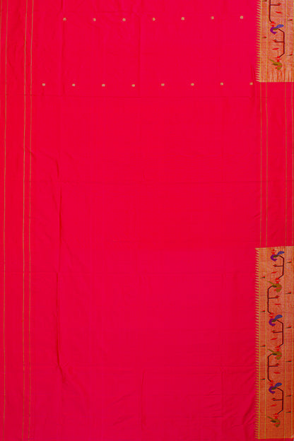 Paithani Silk Butta Orange Saree With Akruthi Border