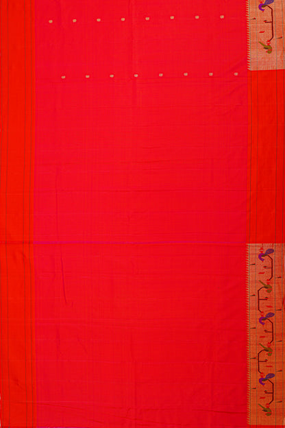 Paithani Silk Butta Red Saree With Akruthi Border