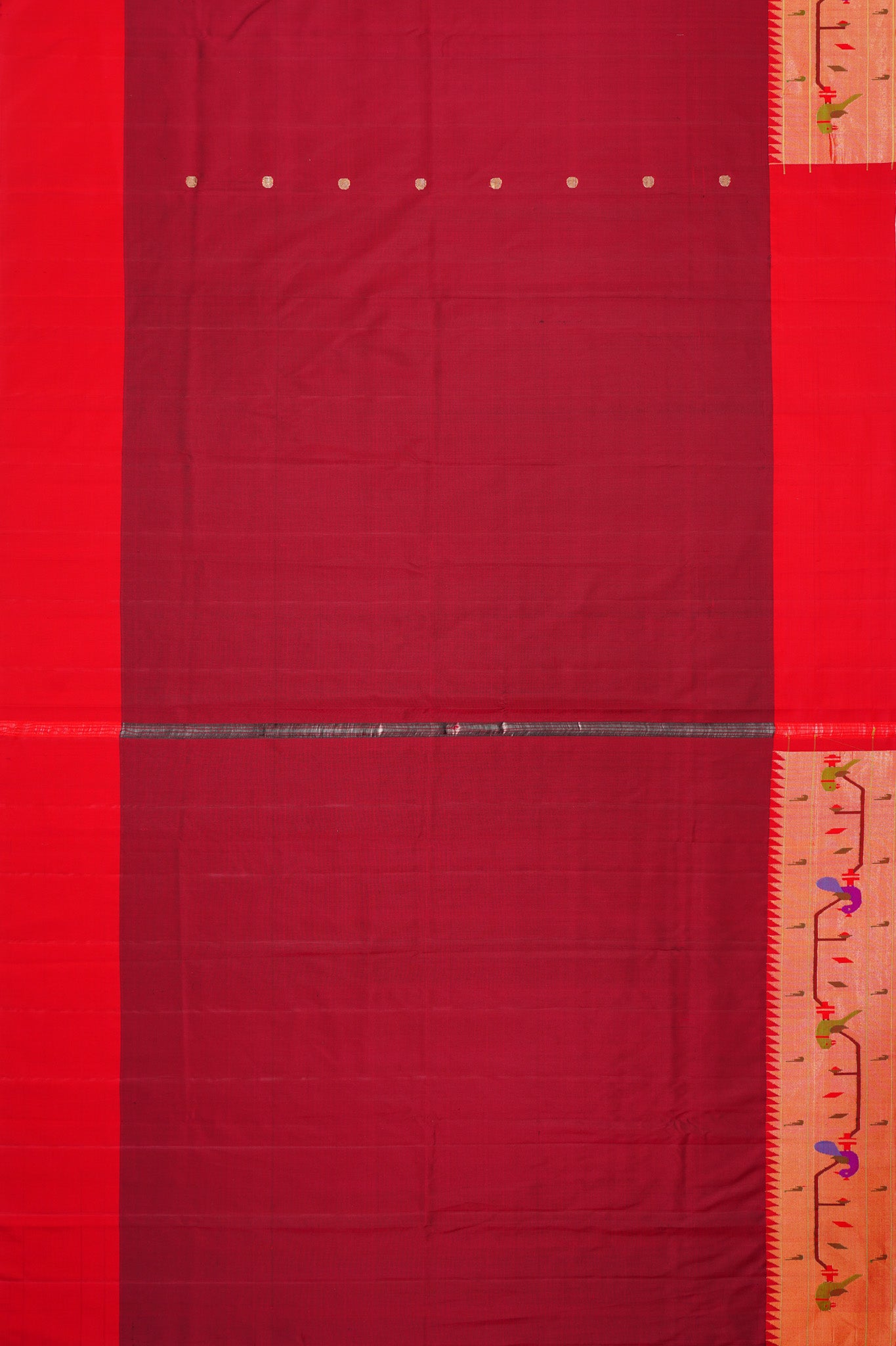 Paithani Silk Butta Maroon Saree With Akruthi Border