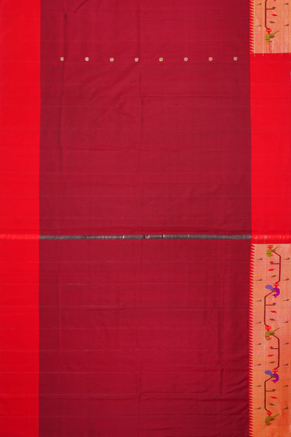 Paithani Silk Butta Maroon Saree With Akruthi Border