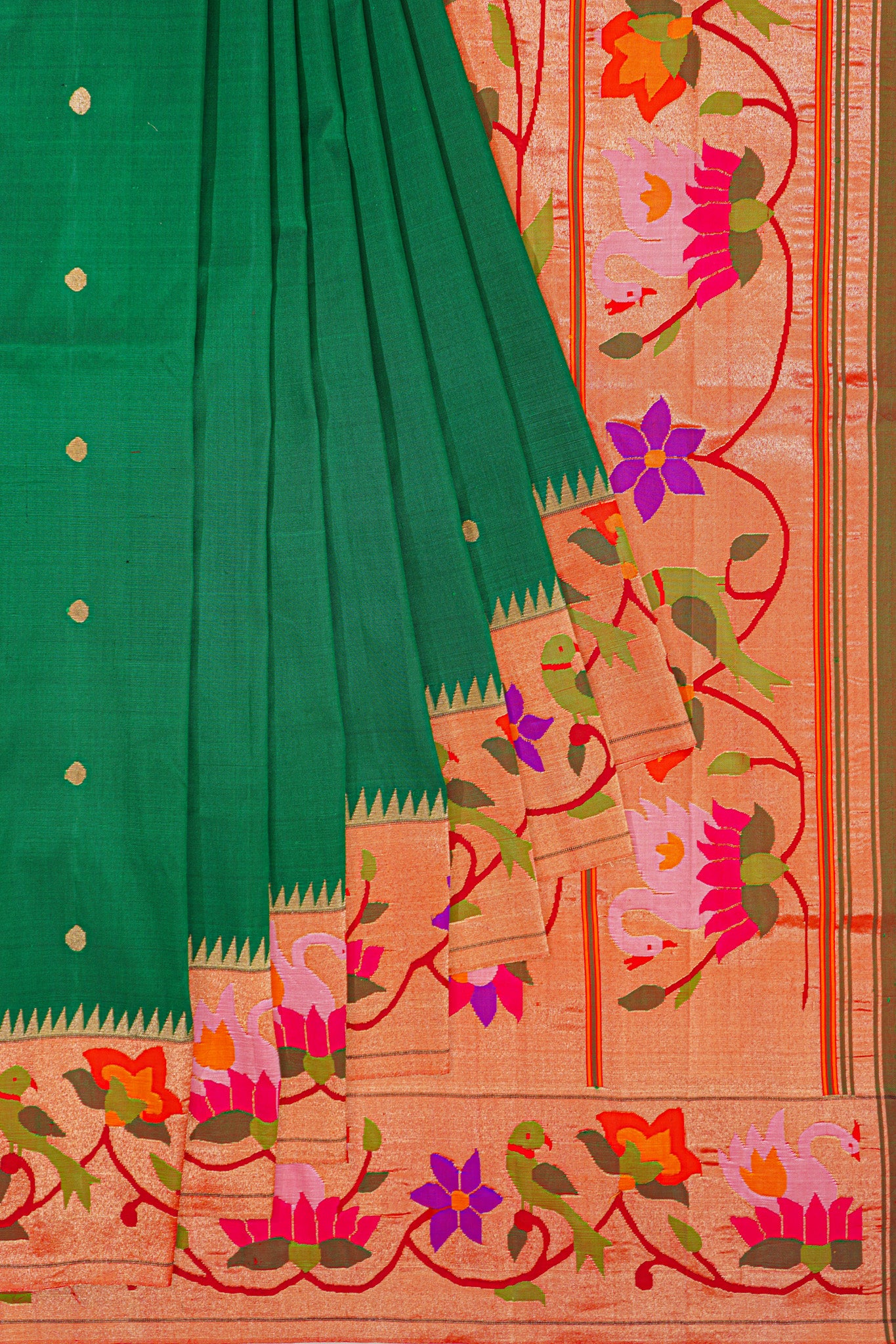 Paithani Silk Butta Green Saree