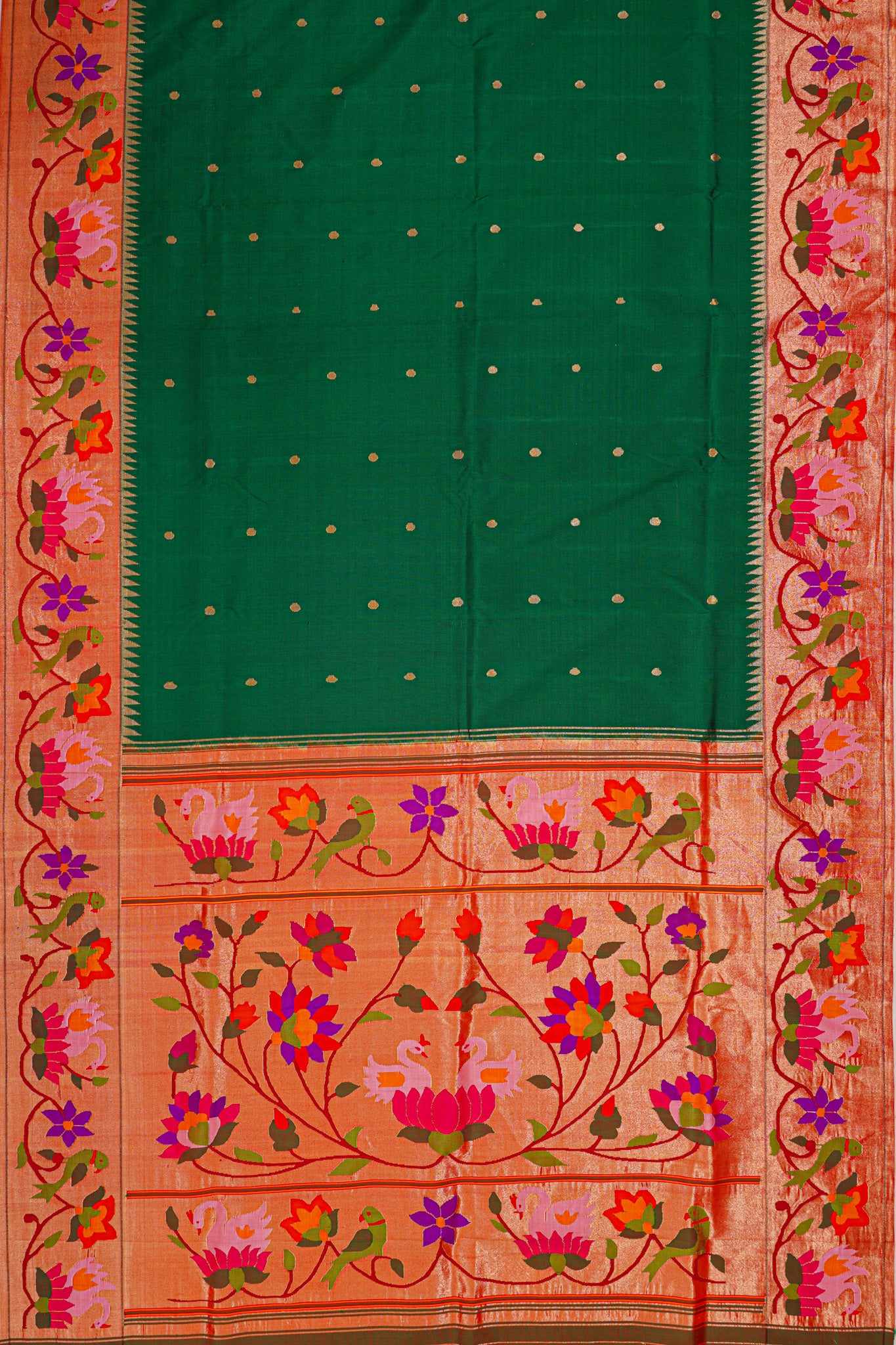 Paithani Silk Butta Green Saree