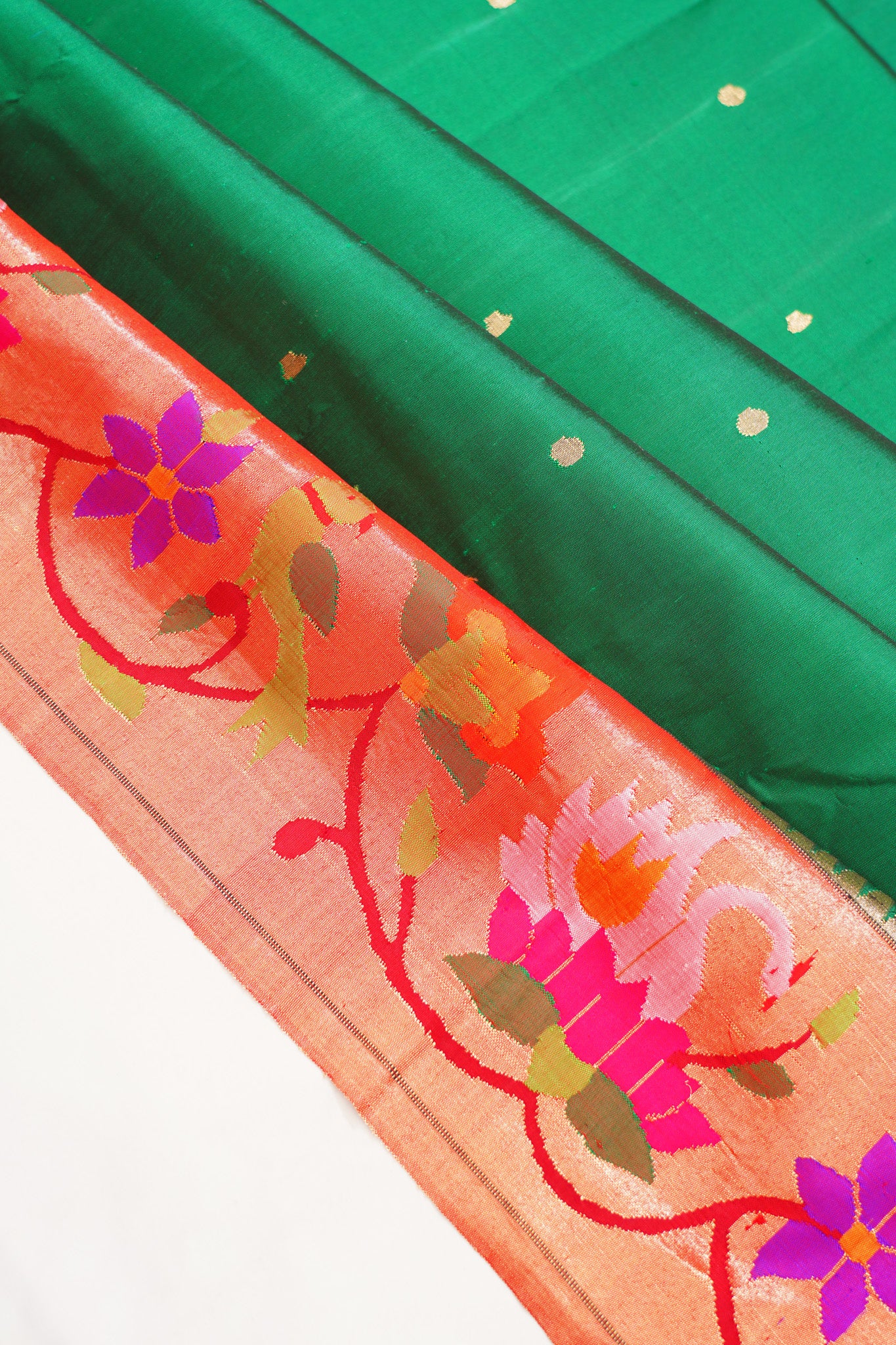 Paithani Silk Butta Green Saree