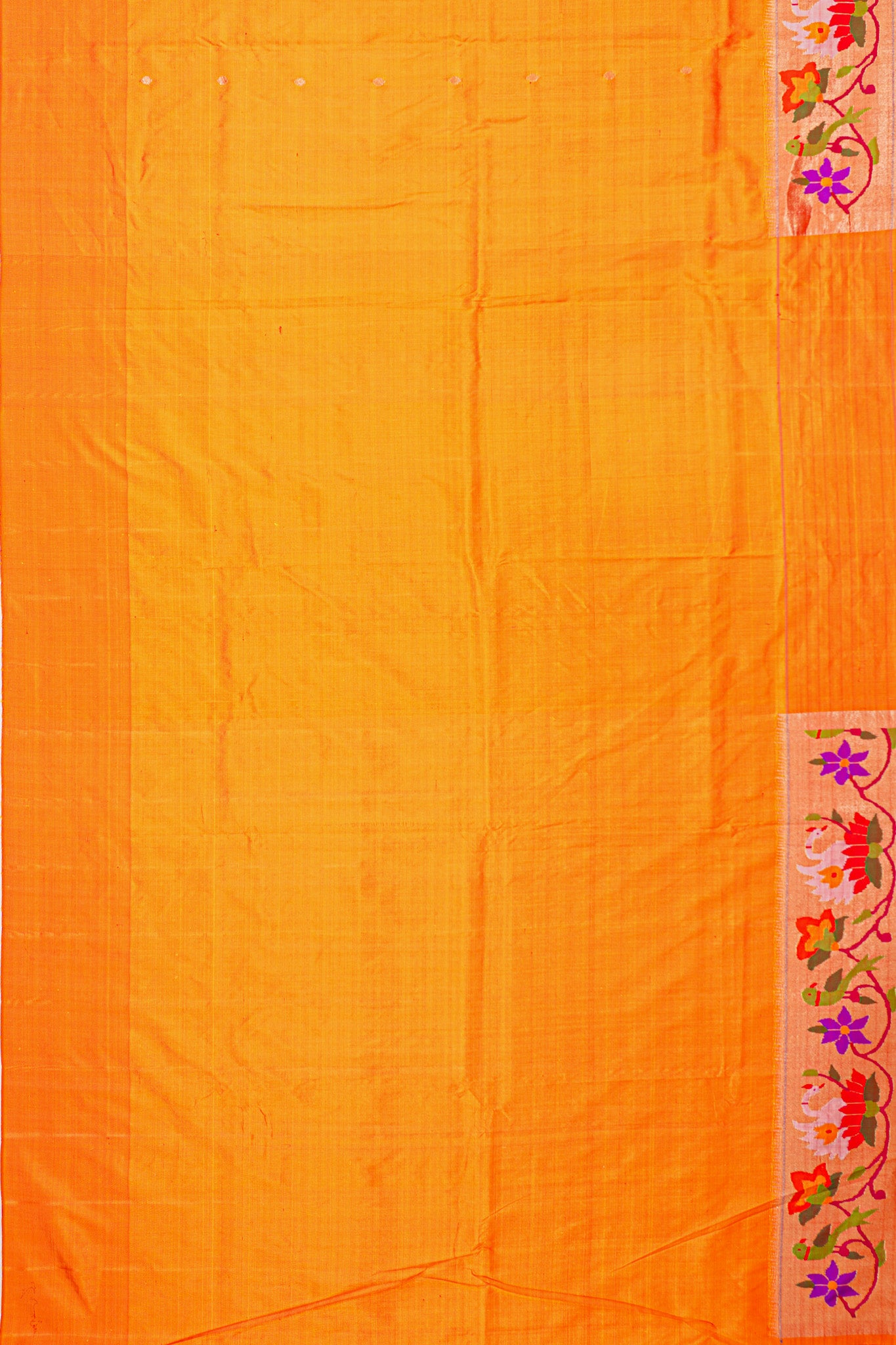 Paithani Silk Butta Yellow Saree With Lotus Border