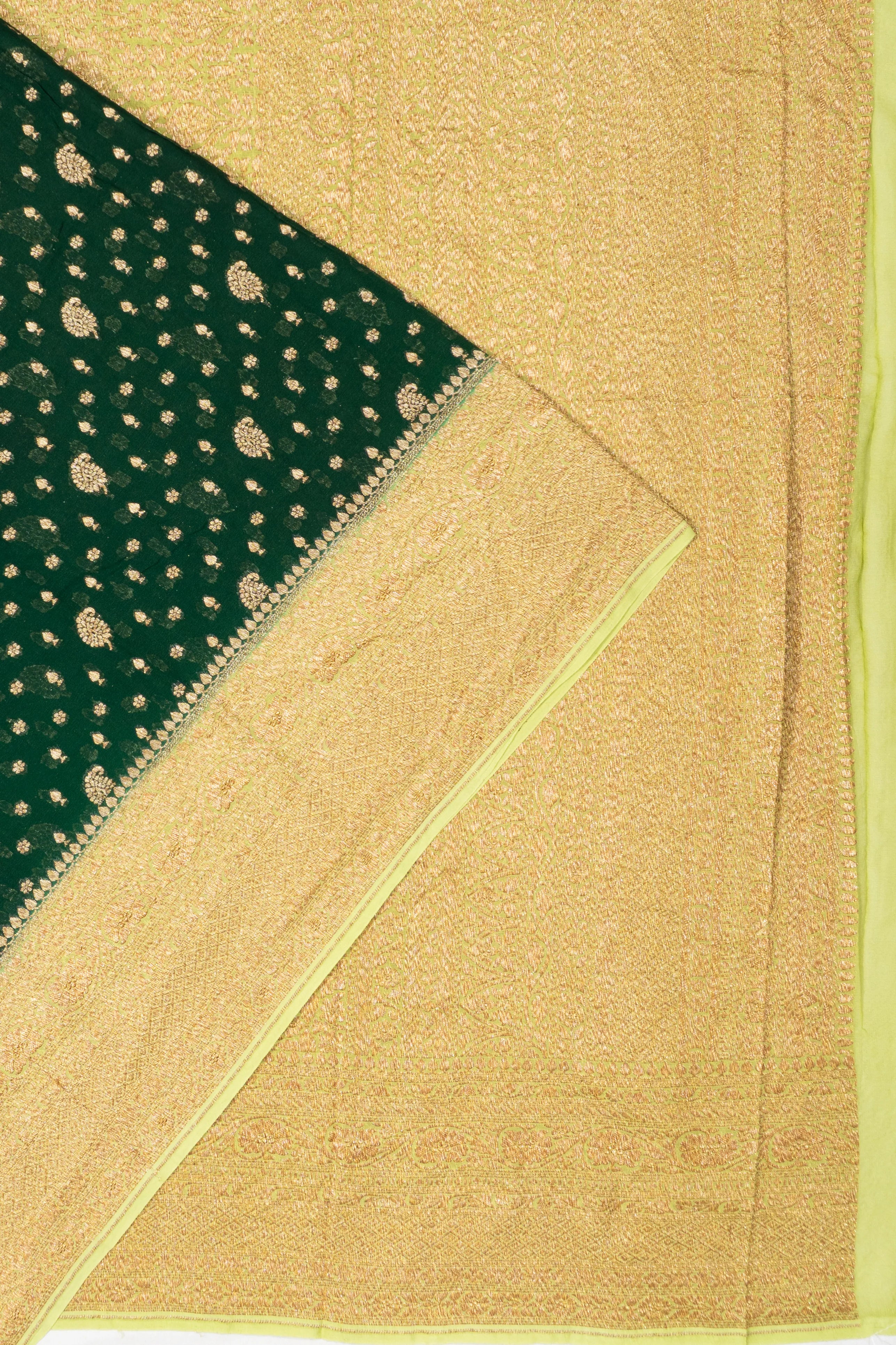 Banarasi Georgette Brocade Dark Green Saree