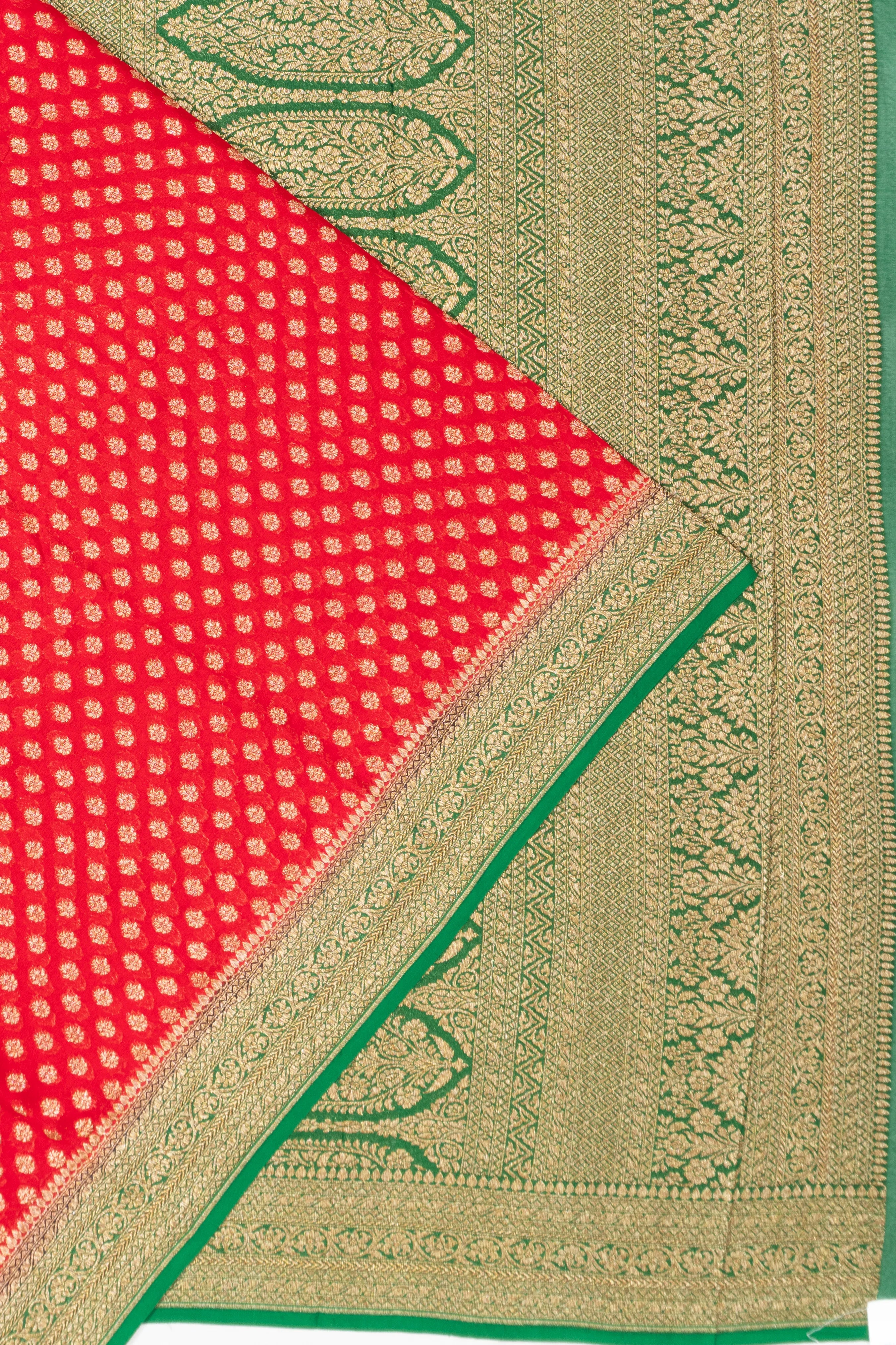 Banarasi Georgette Brocade Red Saree