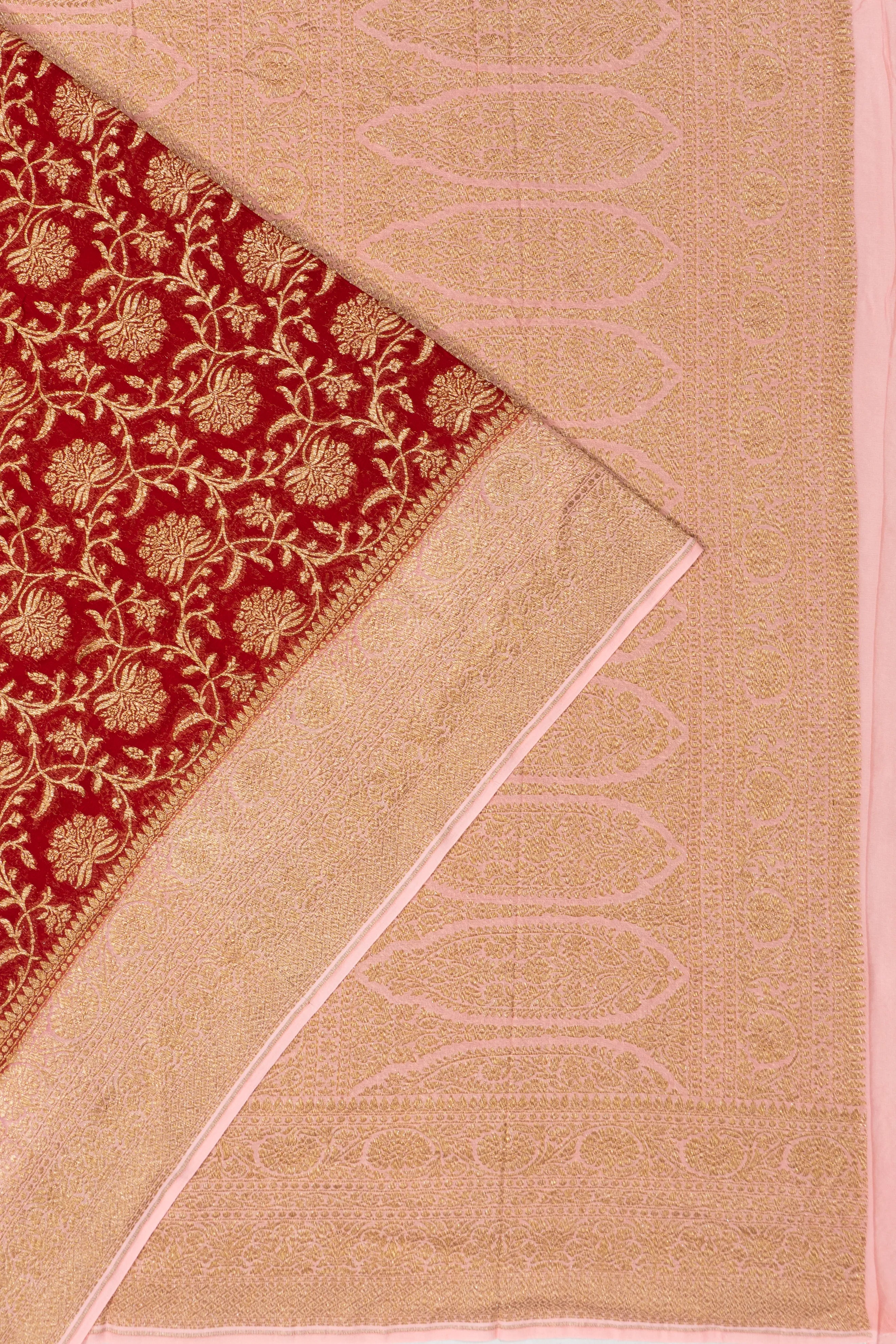 Banarasi Georgette Brocade Red Saree