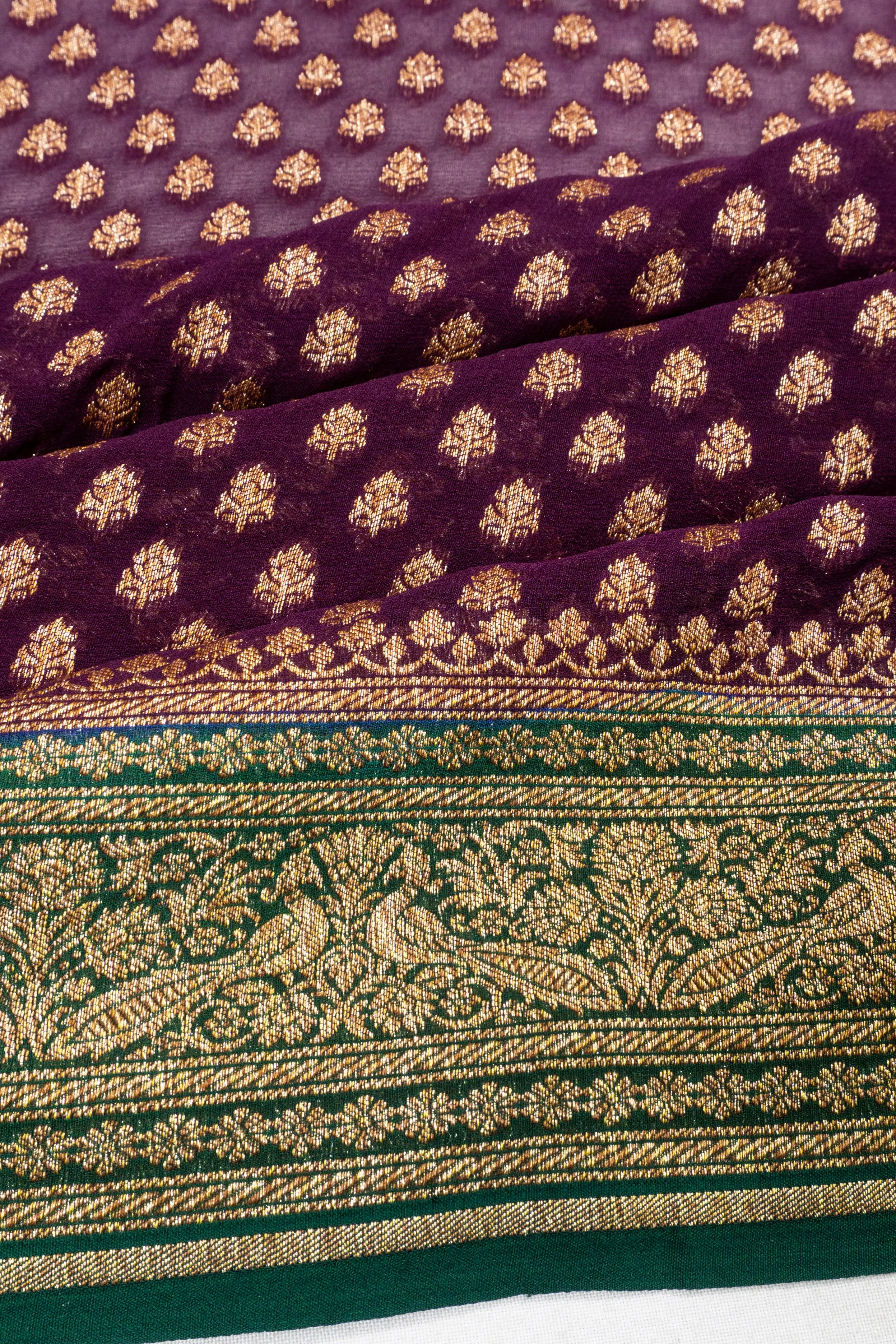 Banarasi Georgette Brocade Purple Saree