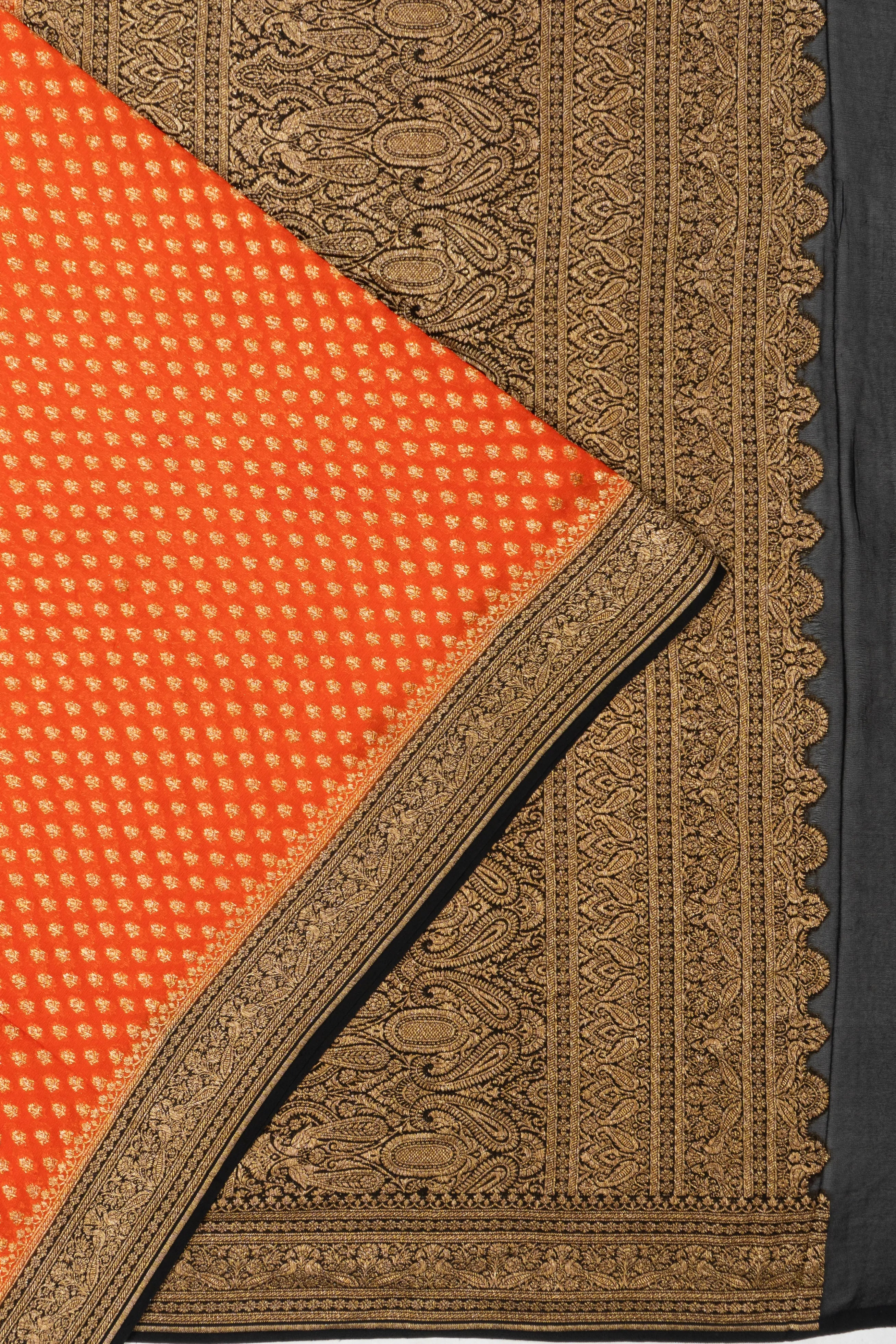 Banarasi Georgette Brocade Orange Saree
