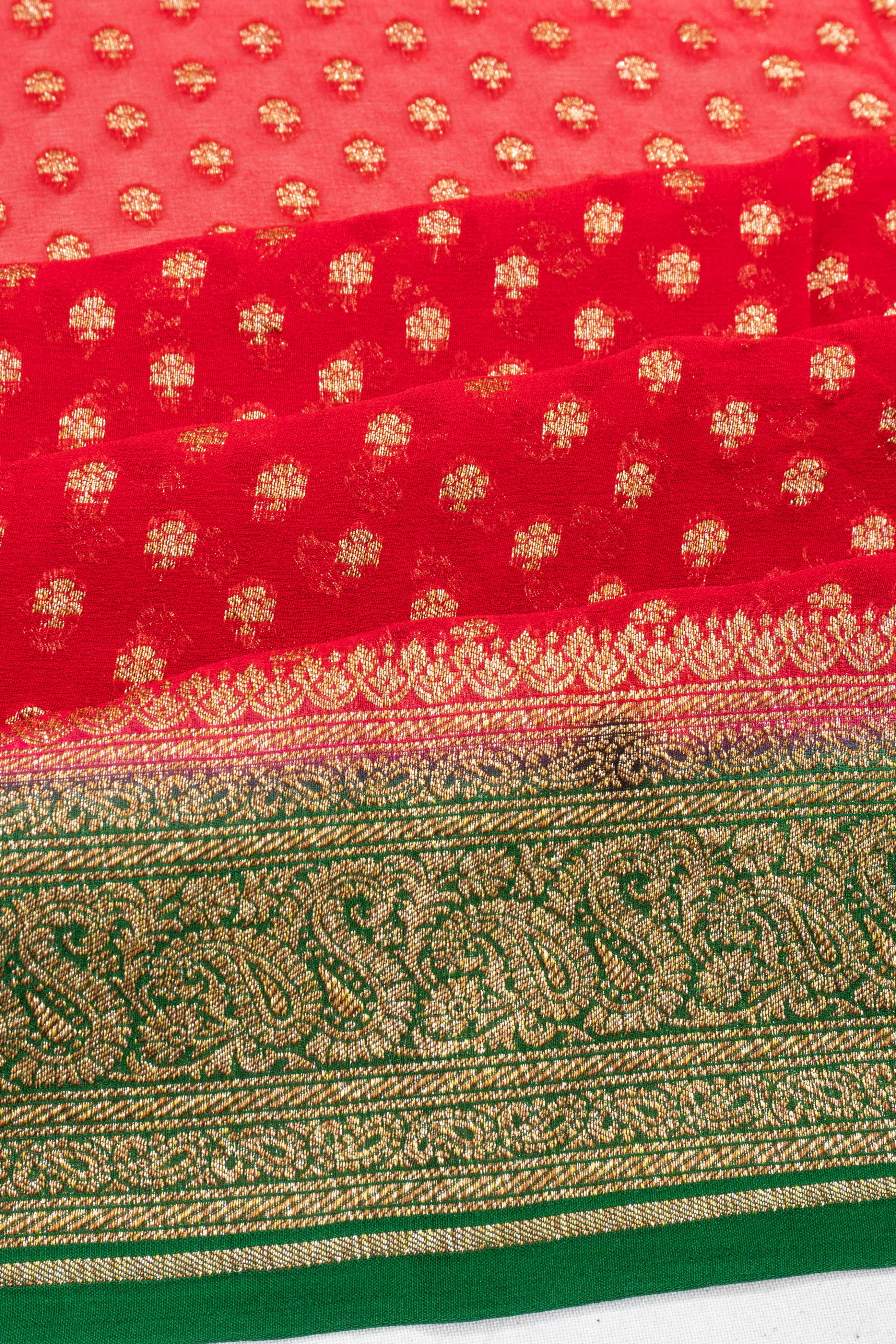 Banarasi Georgette Brocade Red Saree