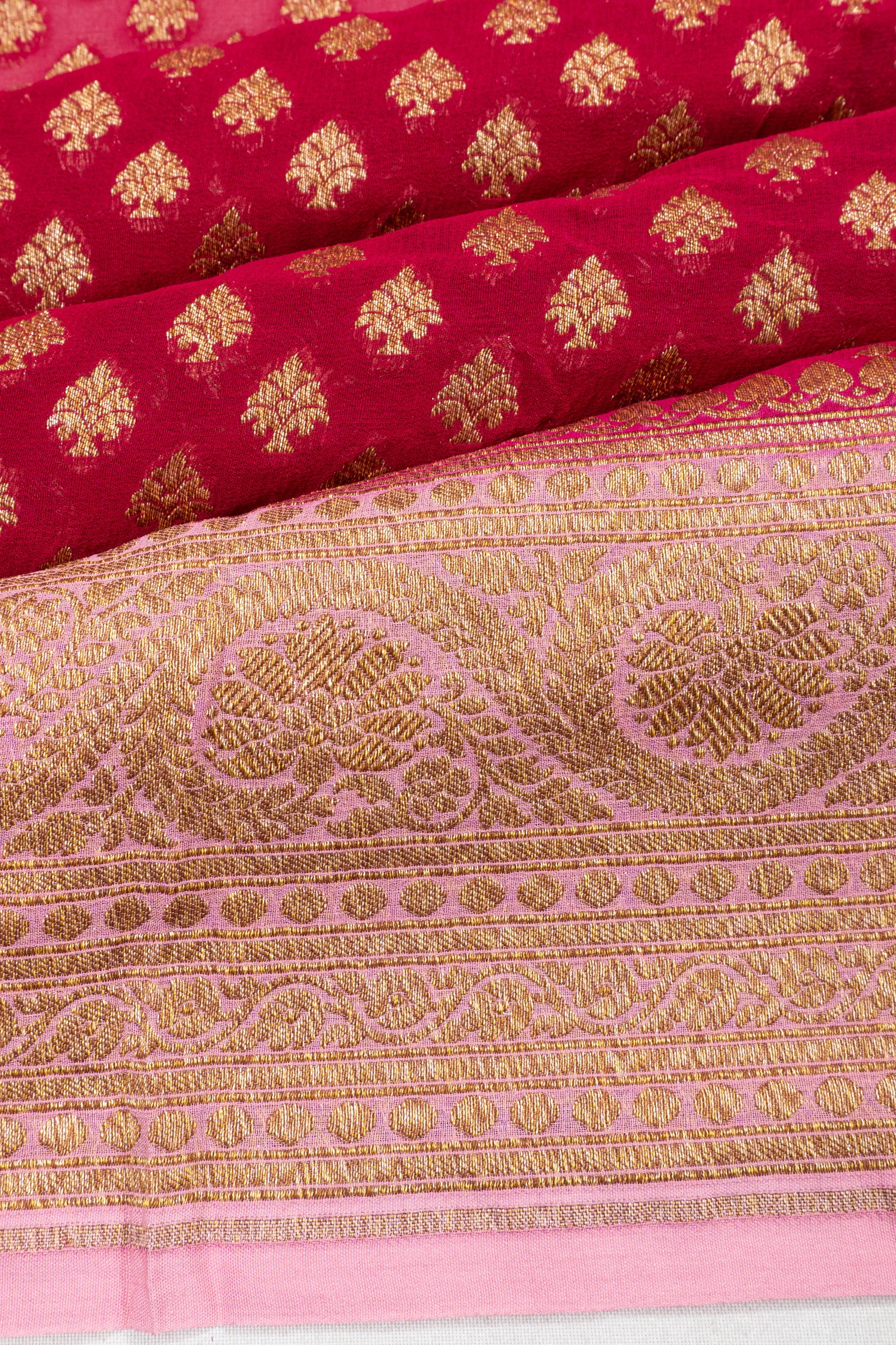 Banarasi Georgette Brocade Red Saree