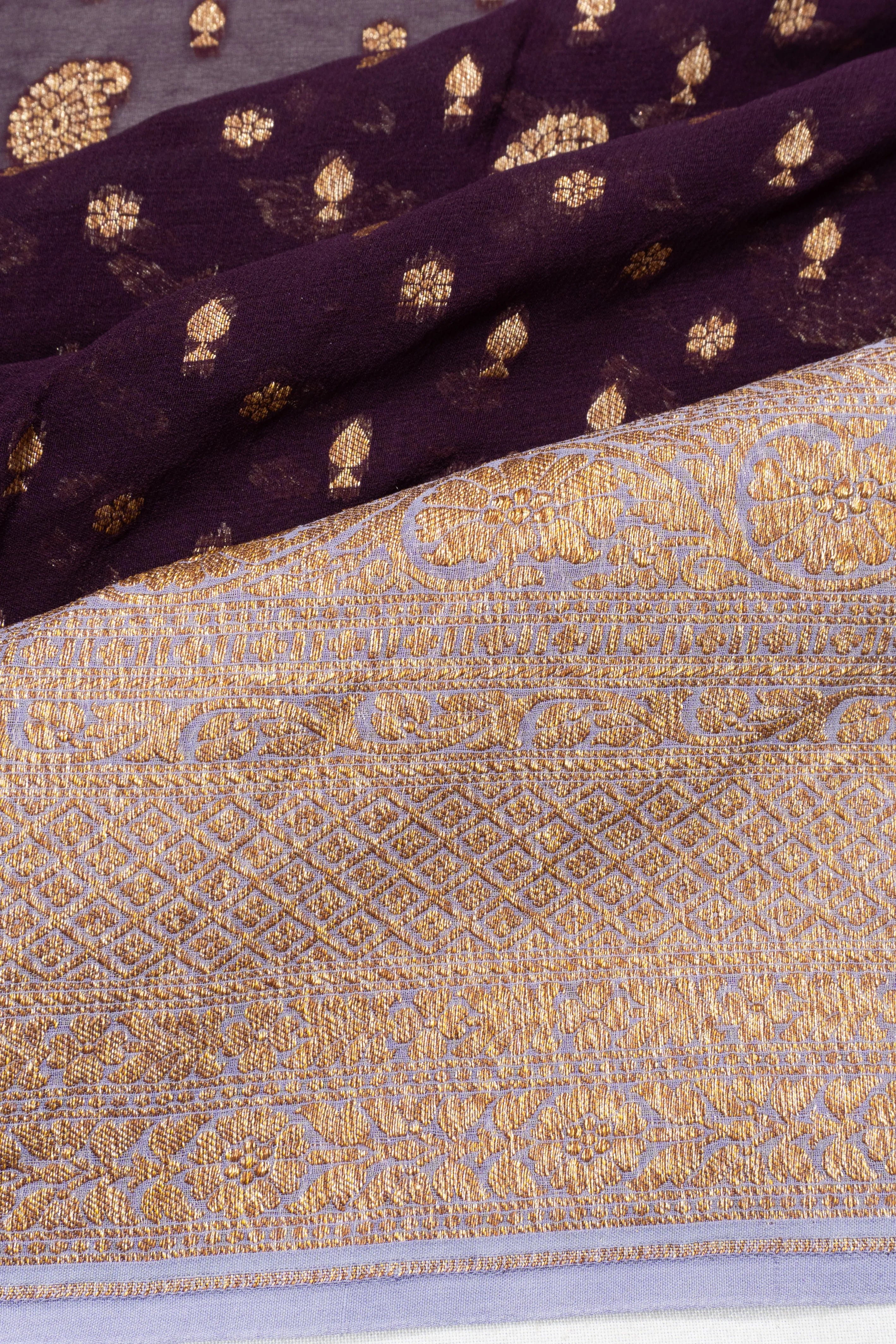 Banarasi Georgette Brocade Violet Saree