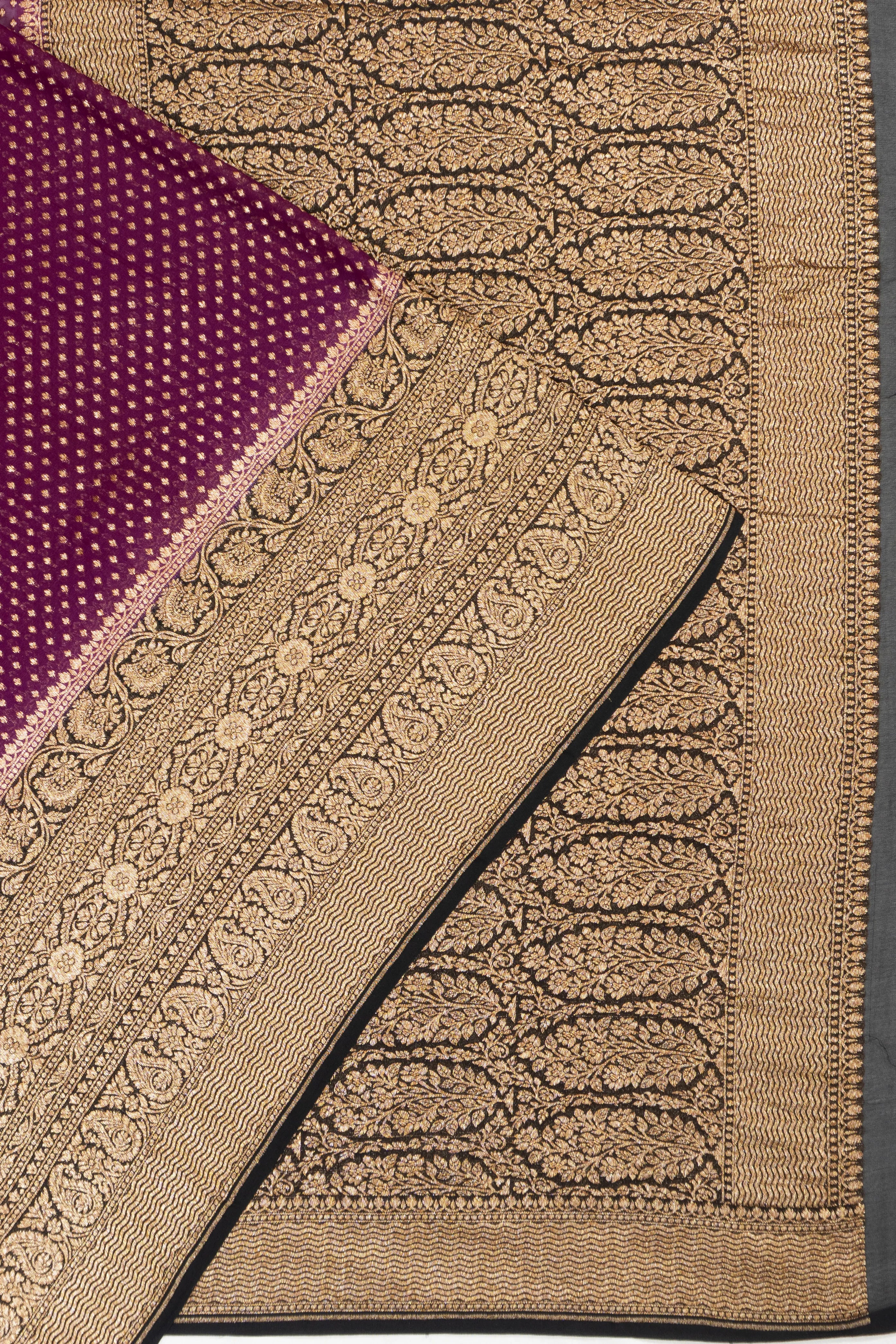 Banarasi Georgette Brocade Purple Saree