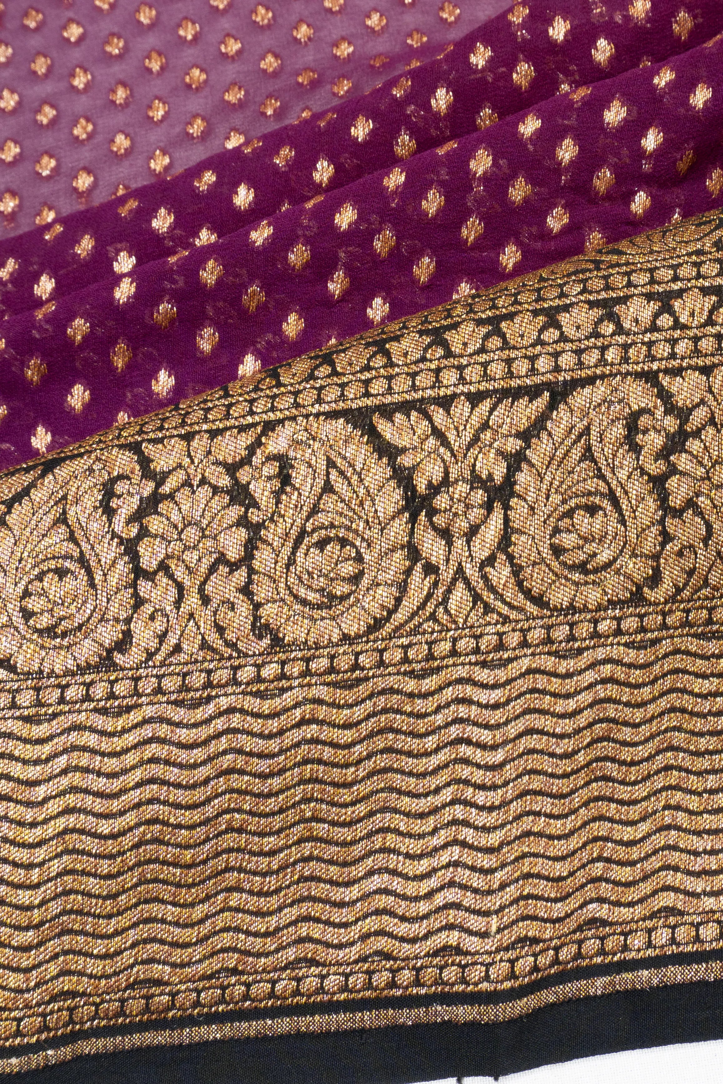 Banarasi Georgette Brocade Purple Saree