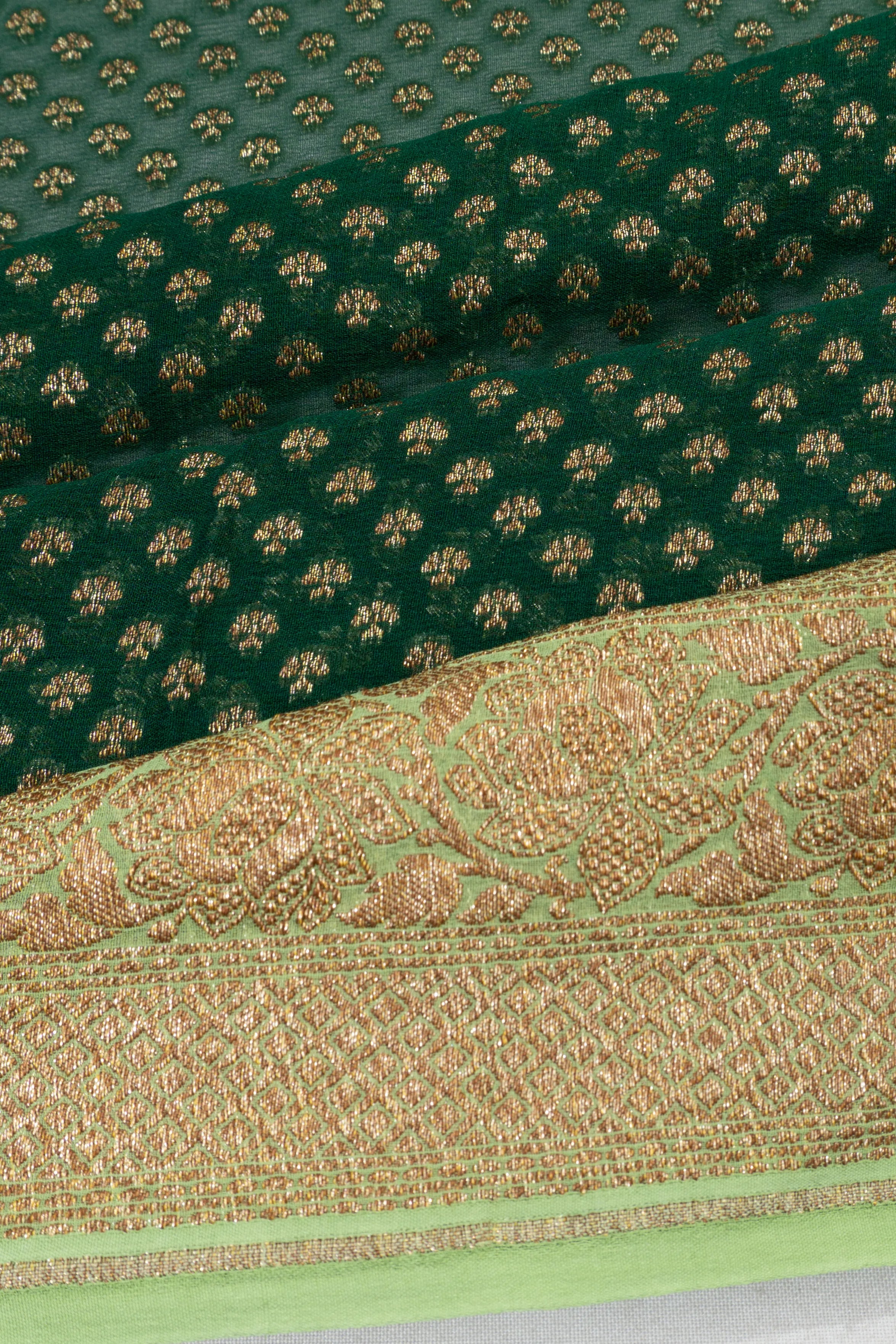 Banarasi Georgette Brocade Dark Green Saree